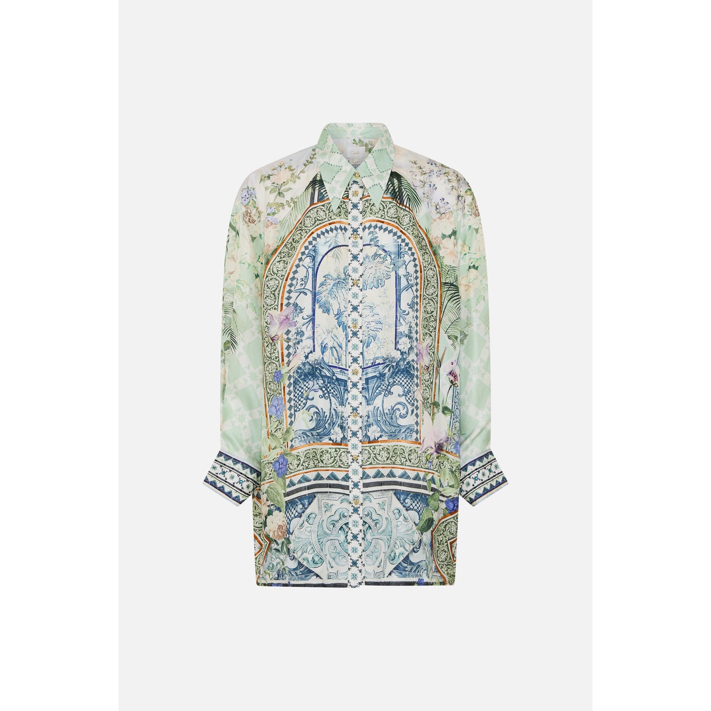 Camilla Jardim Party Long Line Shirt With Yoke & Button Detail