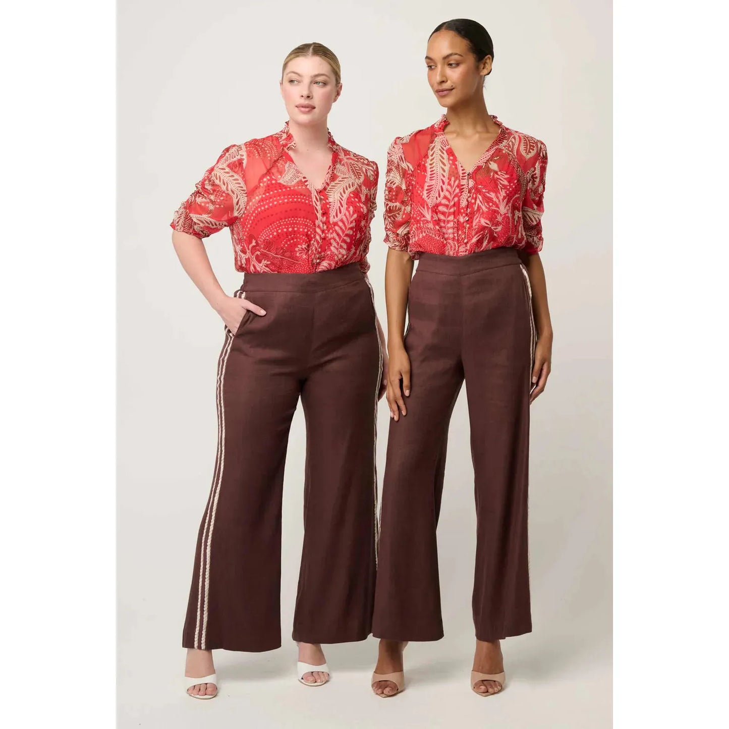 Once Was Lunette Viscose Chiffon Blouse - Crimson Palms