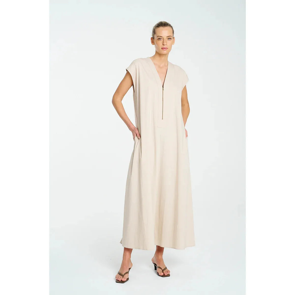 Mela Purdie Zip Slice Dress - Biscoti