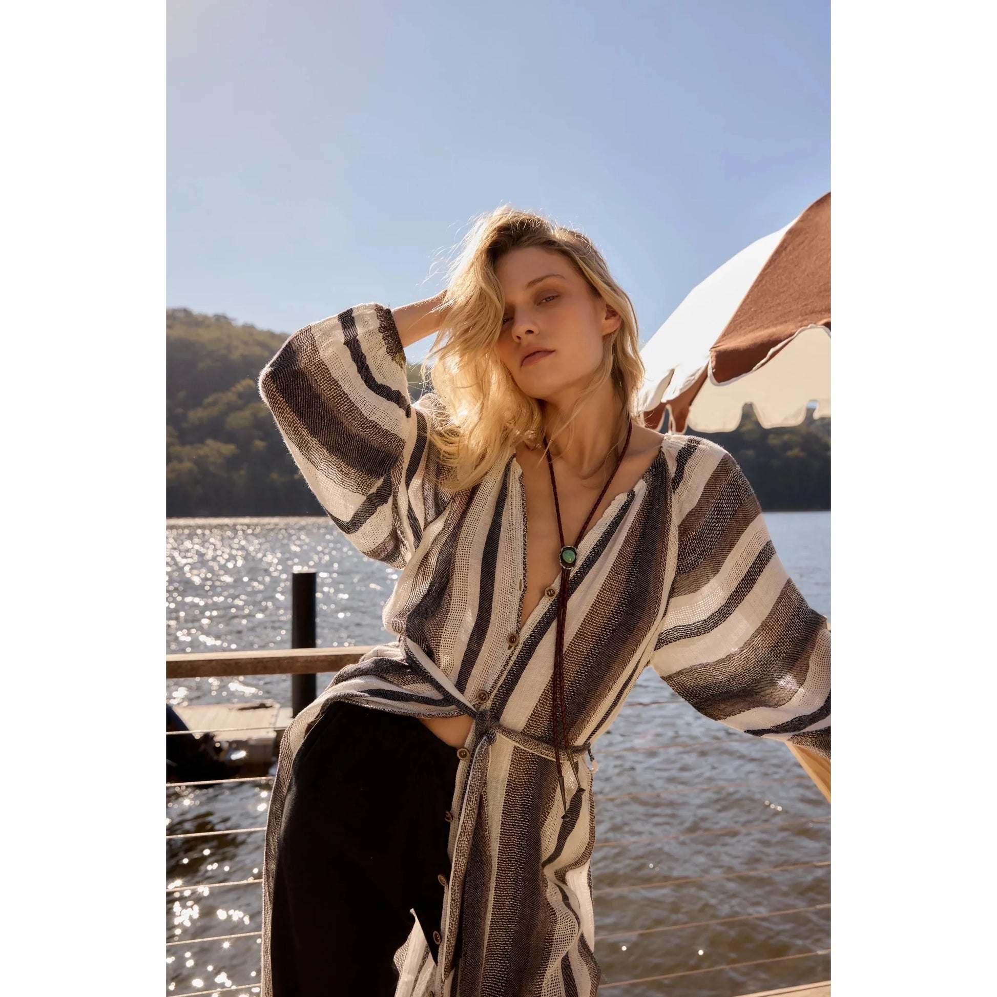 Estilo Emporio El Manto Stripe Dress - Dark Chocolate Stripe  Estilo Pisces Boutique