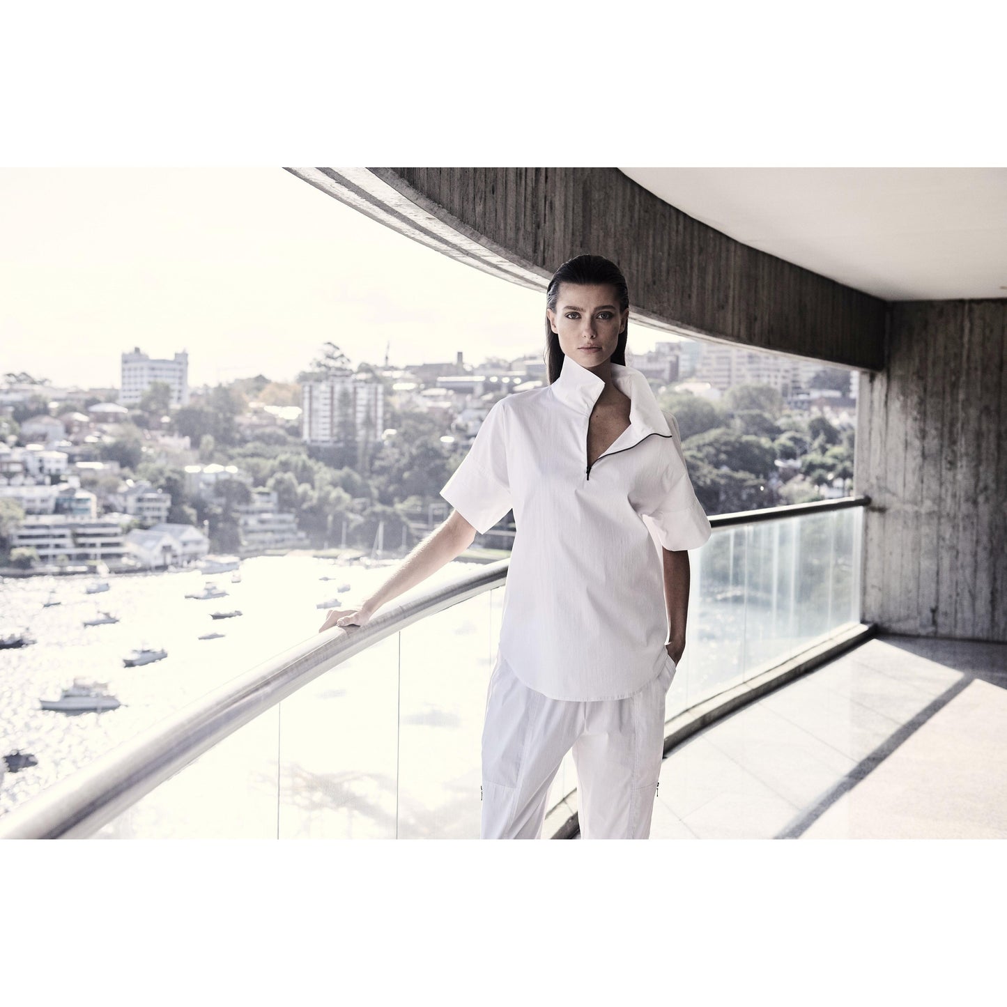Mela Purdie Half Zip Shirt - White