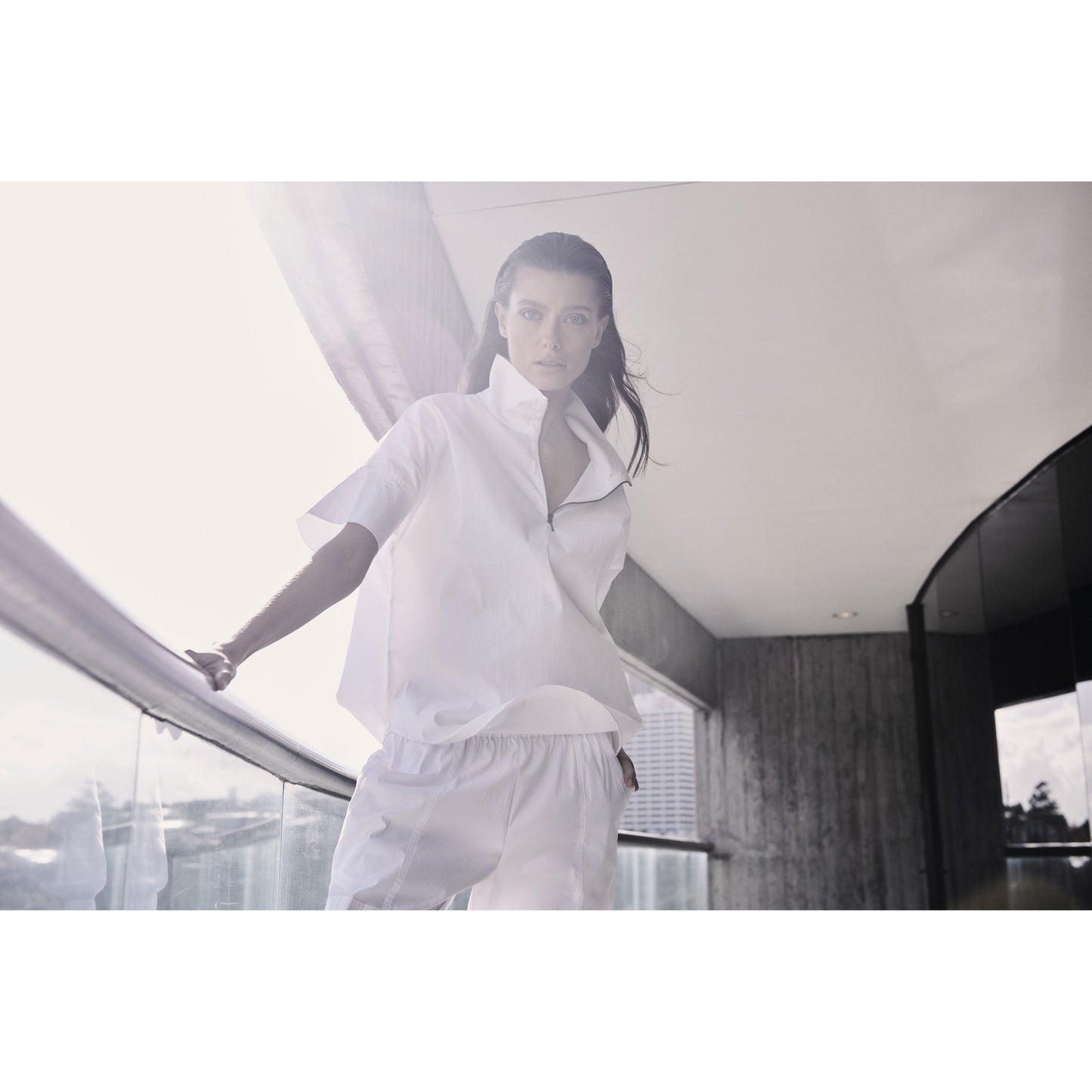 Mela Purdie Half Zip Shirt - White