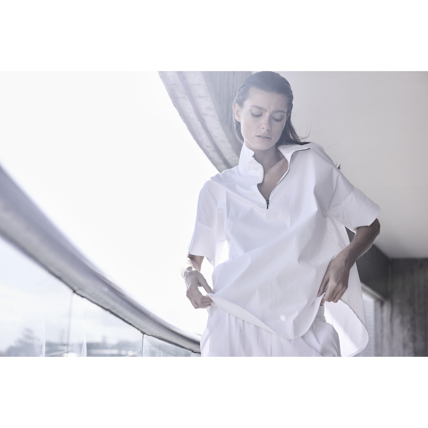 Mela Purdie Half Zip Shirt - White