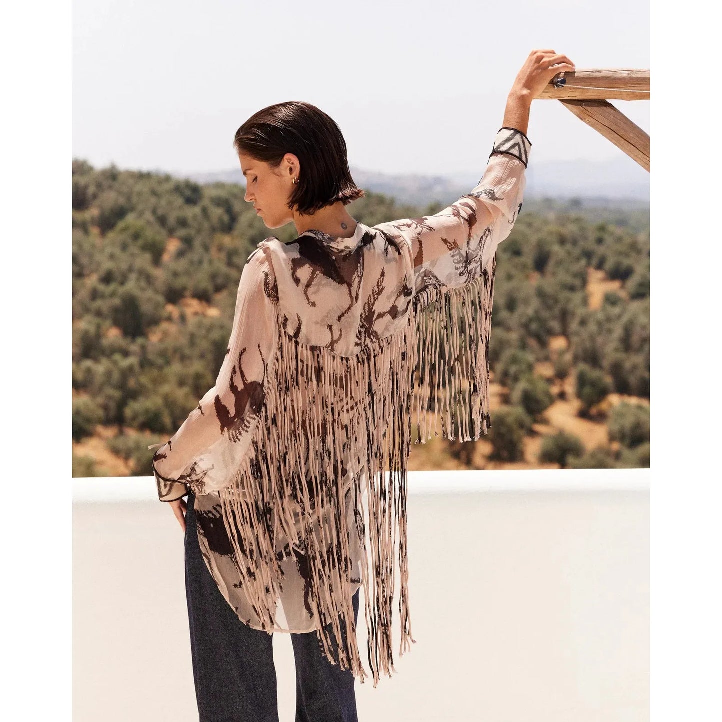 Mes Demoiselle Faustina Fancy Ride Shirt - Beige / Brown Mes Demoiselle Pisces Boutique