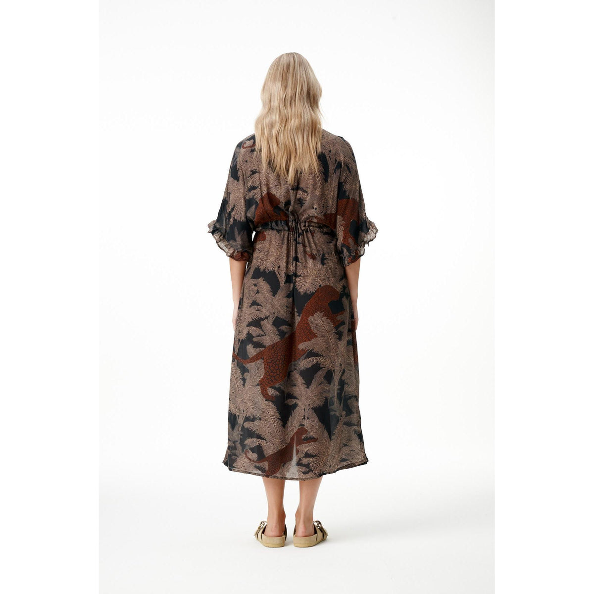One Season Jasmine - Palm Safari - Black / Camel