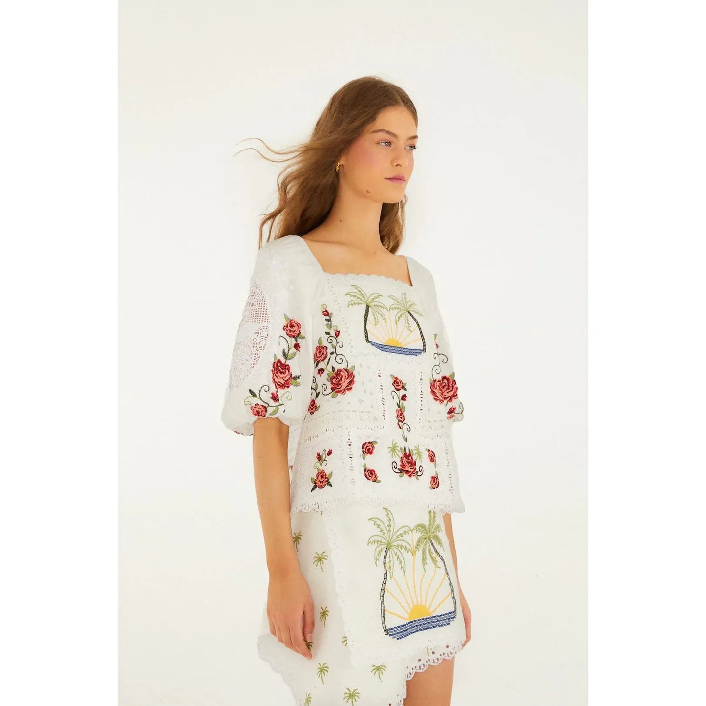 Farm Rio Tropi Scarf Top - White Farm Rio Pisces Boutique