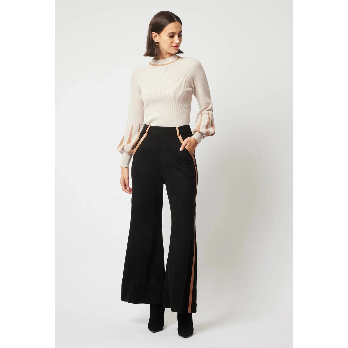 Once Was Danxia Faux Suede Contrast Trim - Black