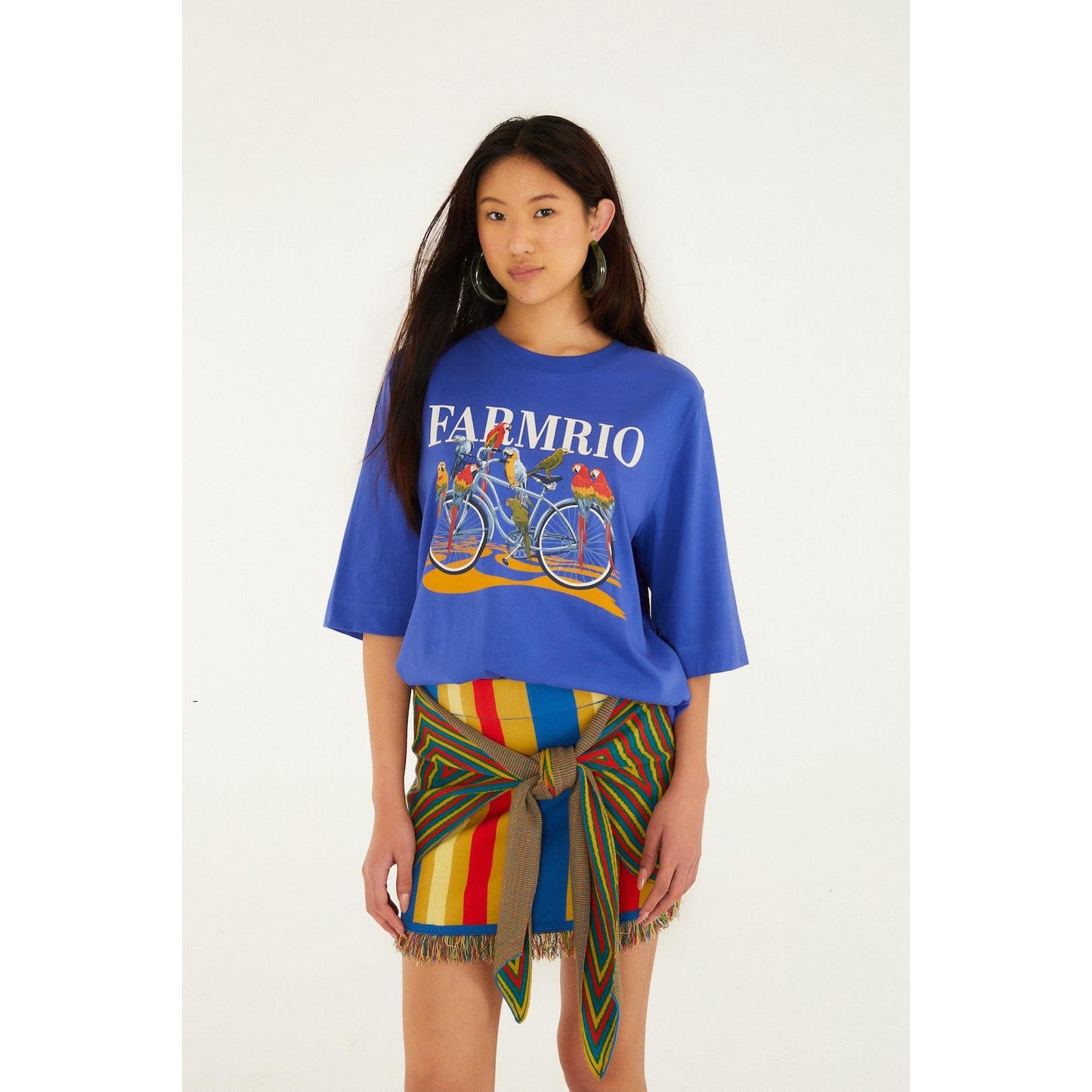 Farm Rio Bike Birds Box T Shirt - Blue Farm Rio Pisces Boutique