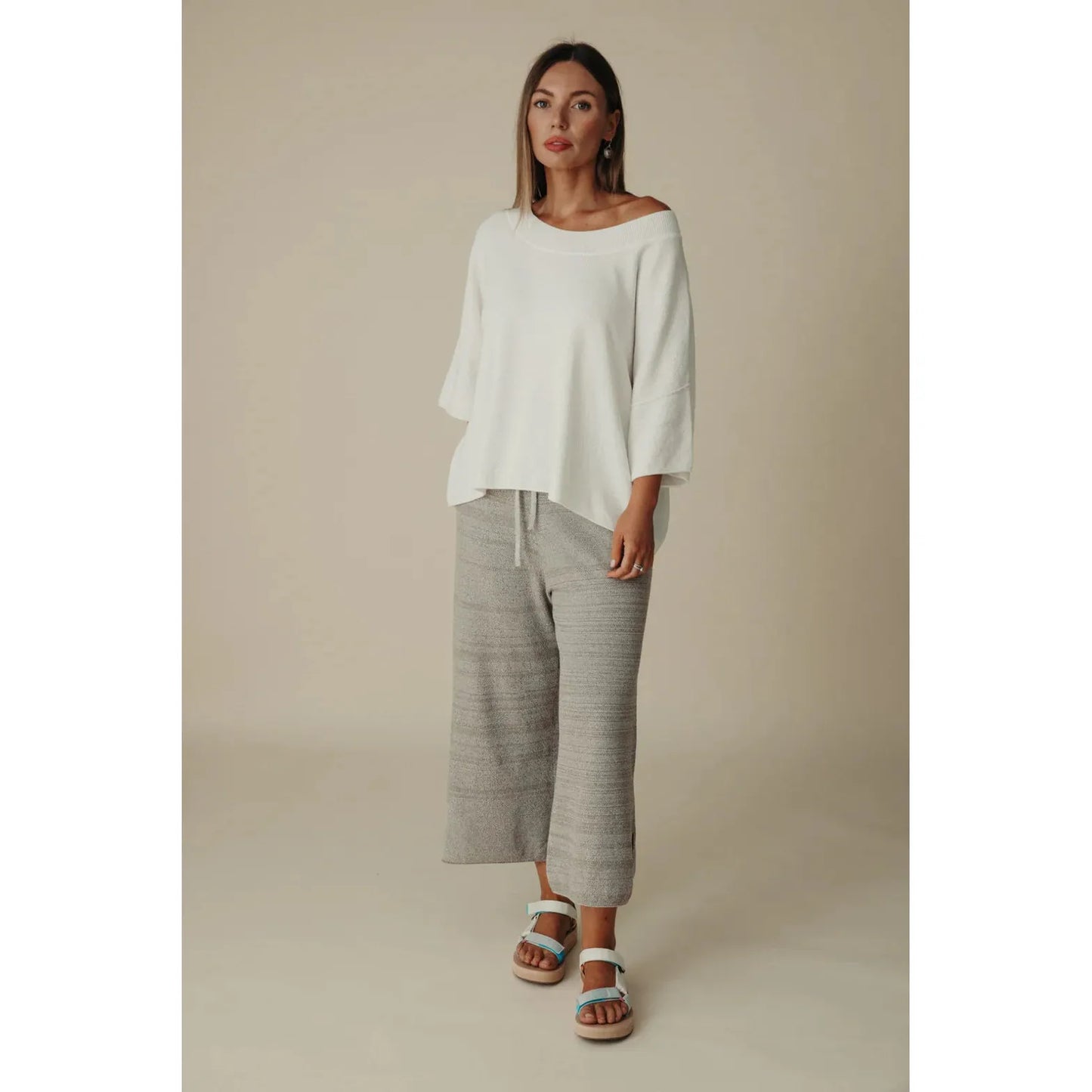 Talamaya Retreat Cotton Twist Tee Pullover - Salt