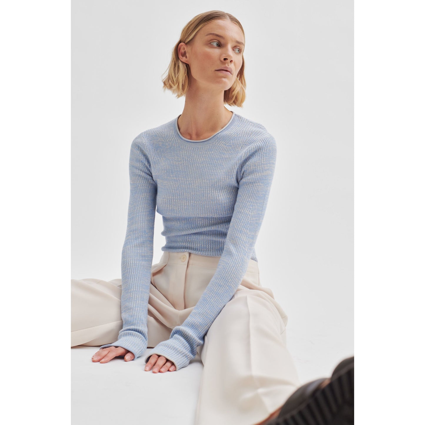 Second Female Fique Wide Trousers - Dark Chalk