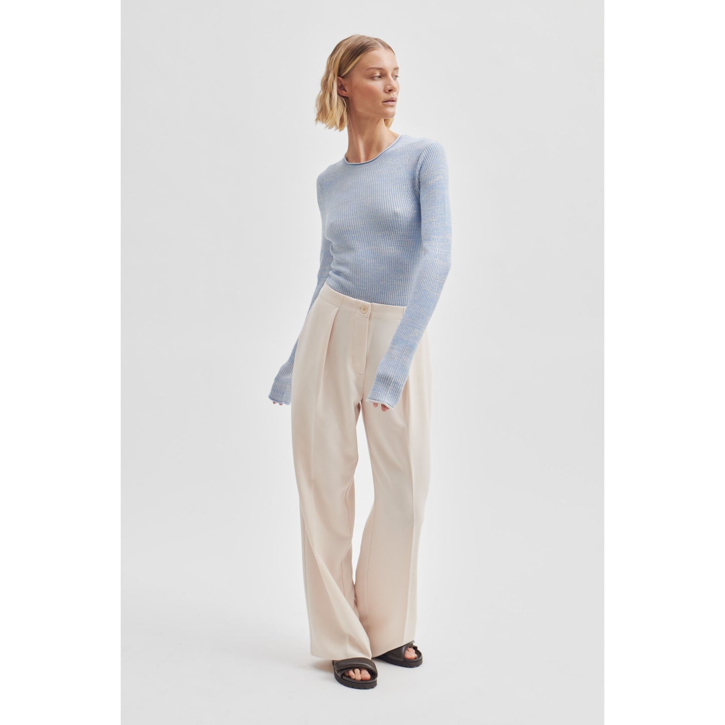 Second Female Fique Wide Trousers - Dark Chalk