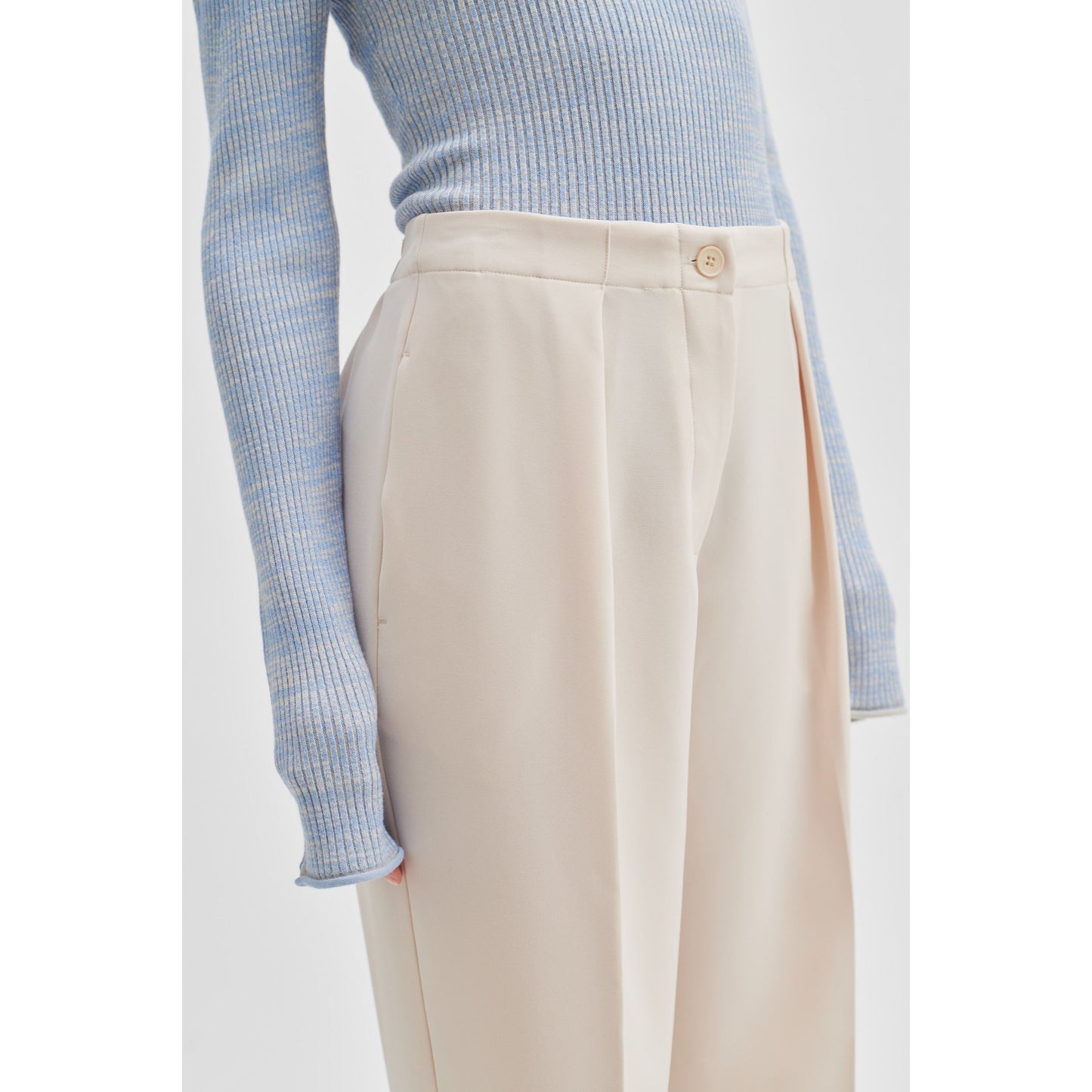 Second Female Fique Wide Trousers - Dark Chalk