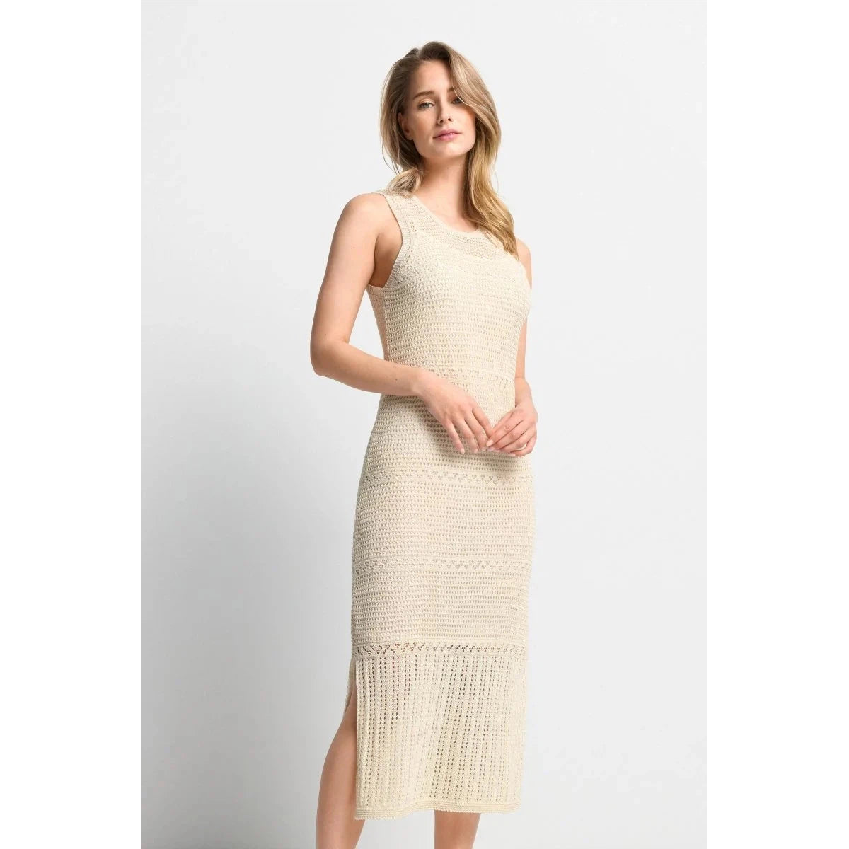 Rich & Royal Pointelle Knit Dress - Whisper White