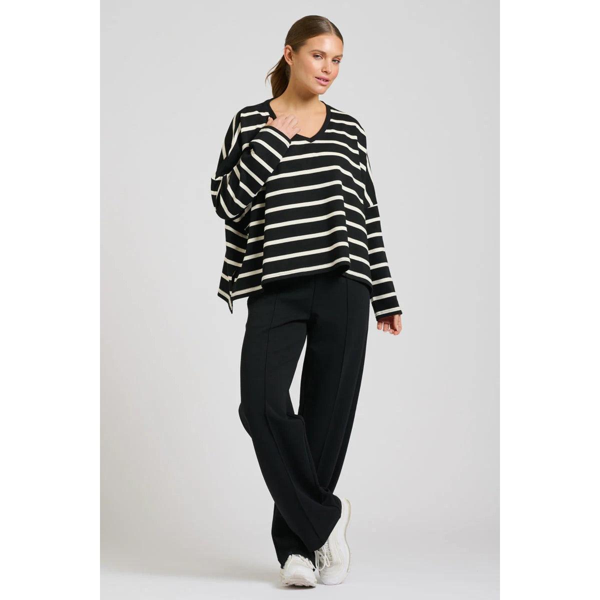 EST 1971 Breton Cotton L/S Top - Black & White