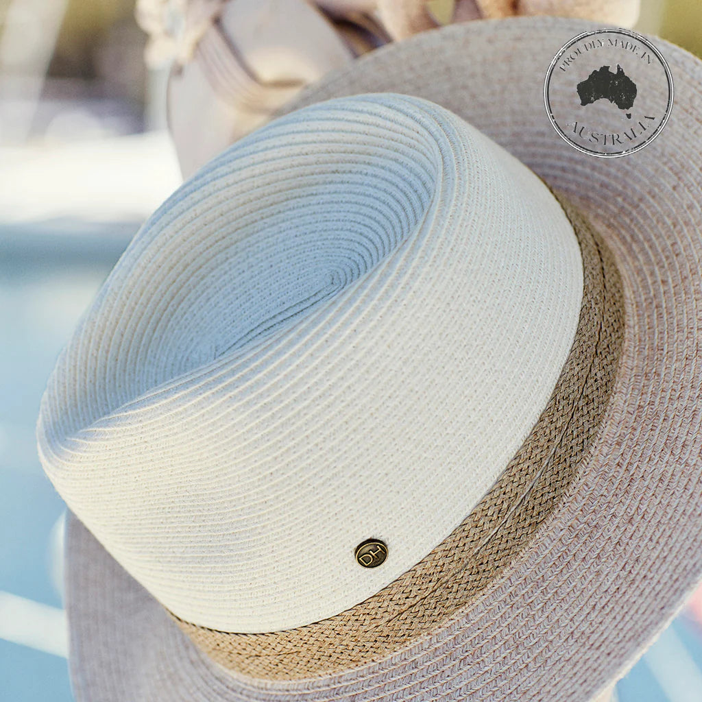 Canopy Bay Parsley Bay Fedora Hat - Ivory/ Camel