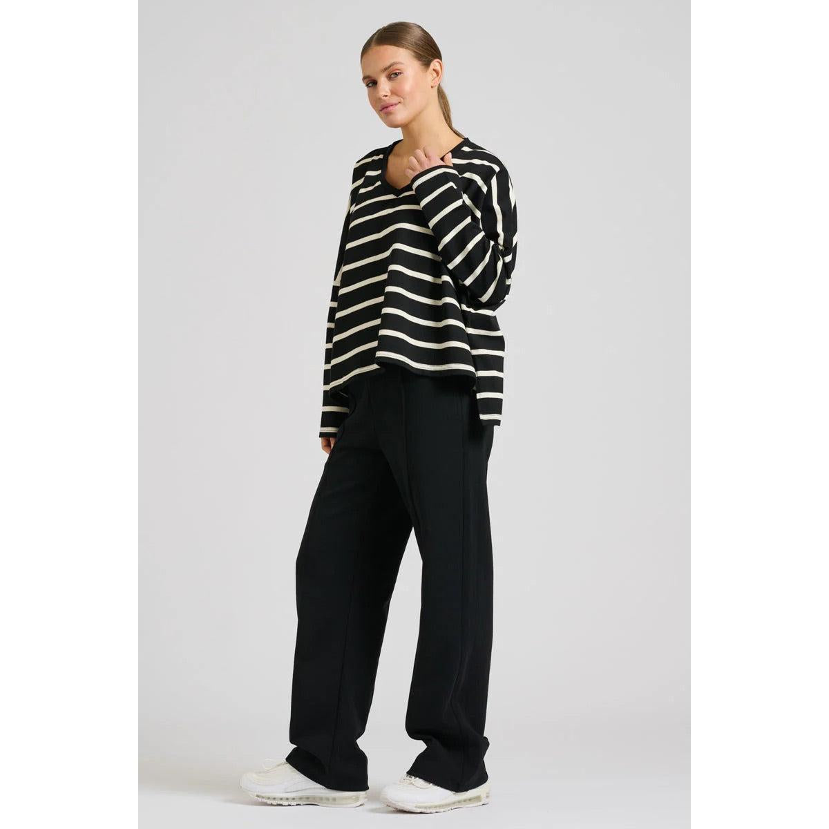 EST 1971 Breton Cotton L/S Top - Black & White