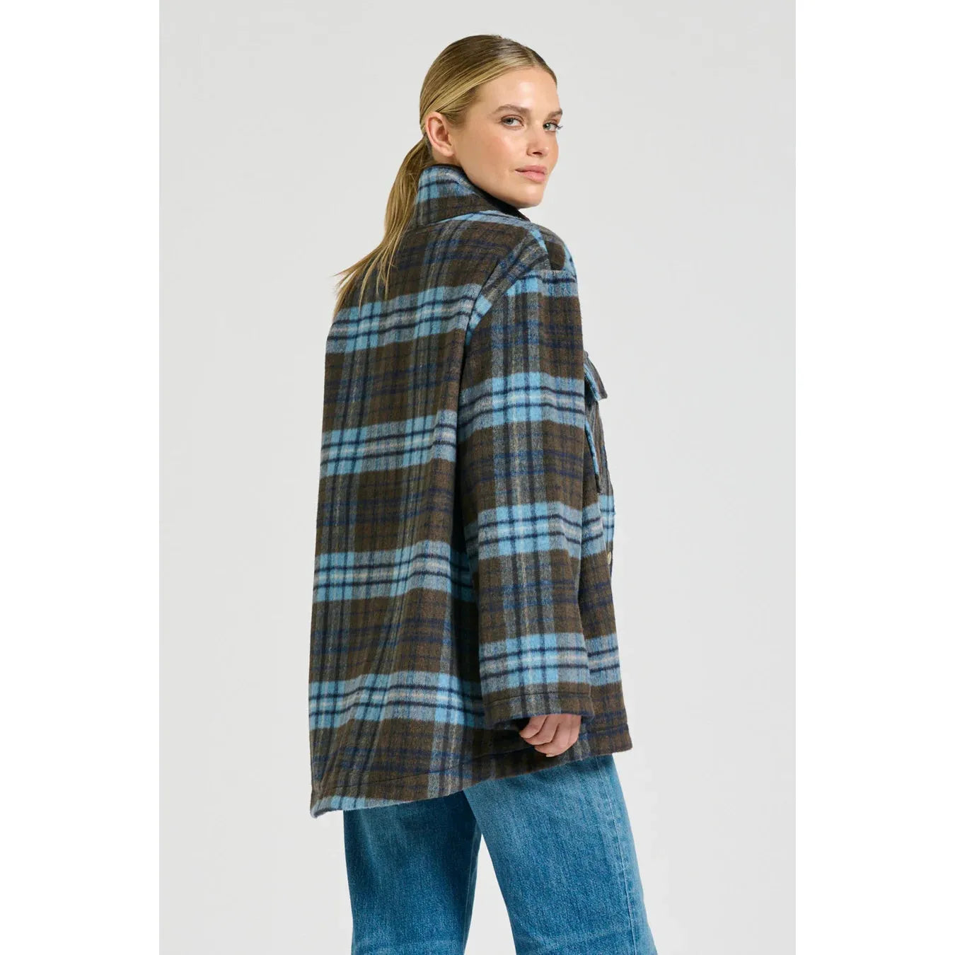 Shirty The Allegra Relaxed Jacket - Blue Plaid Shirty Pisces Boutique