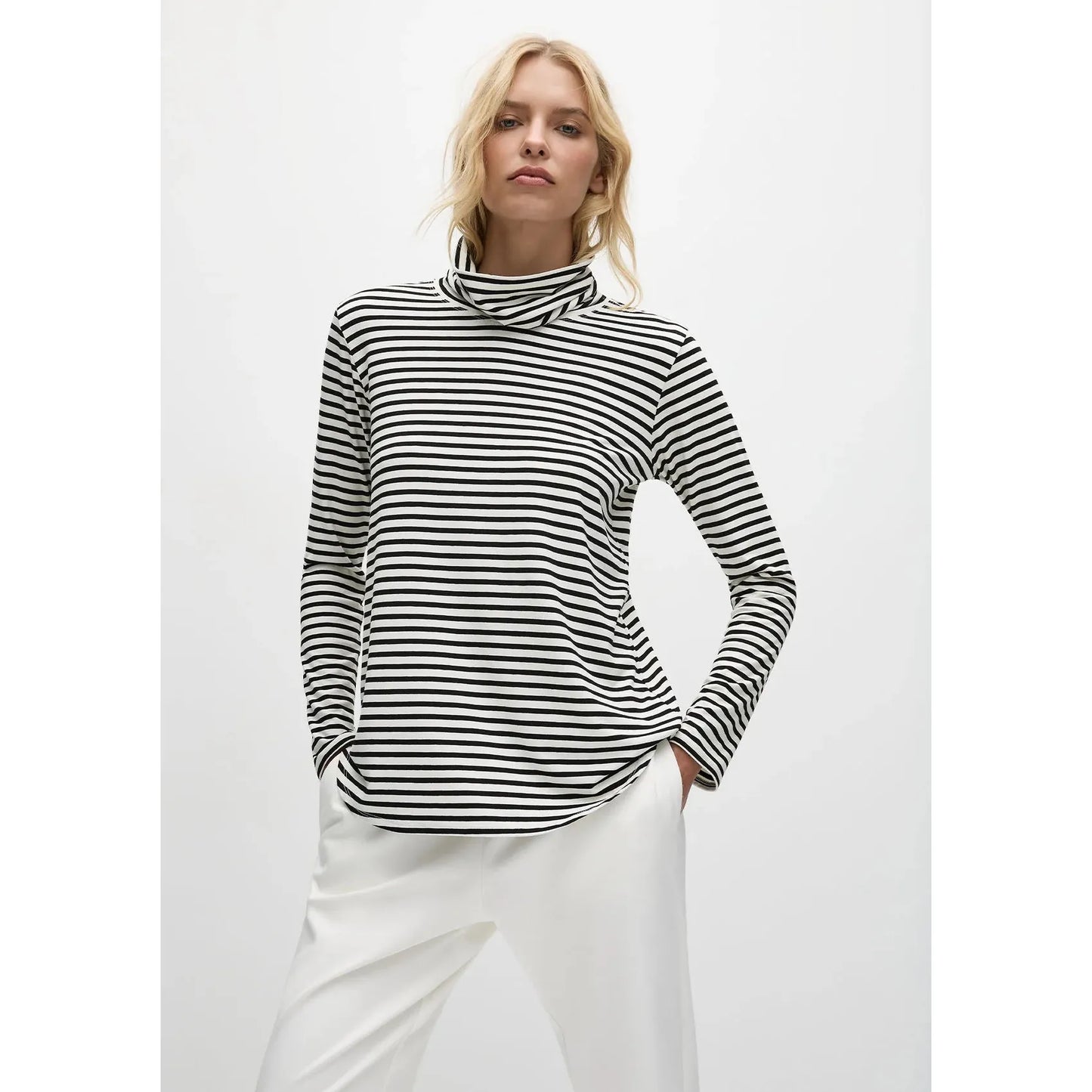 Mela Purdie Turtle Neck Top Stripe - Black / Vanilla
