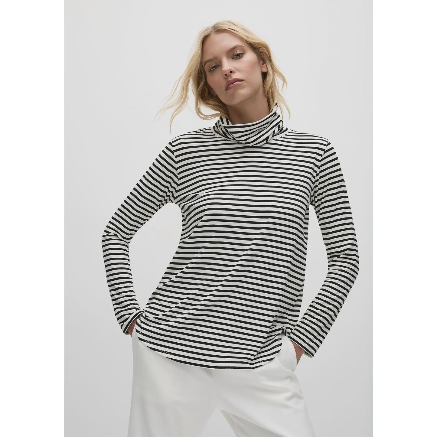 Mela Purdie Turtle Neck Top Stripe - Black / Vanilla