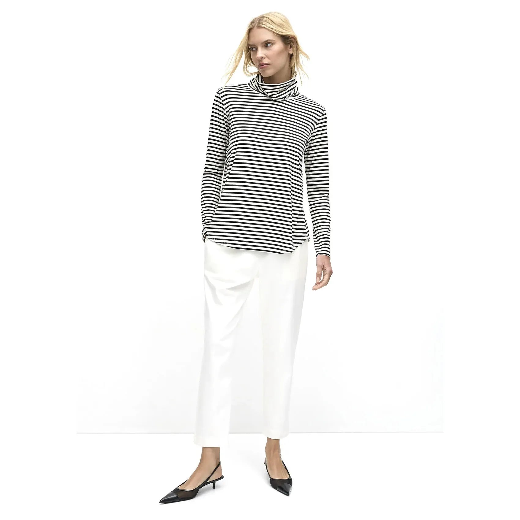 Mela Purdie Turtle Neck Top Stripe - Black / Vanilla