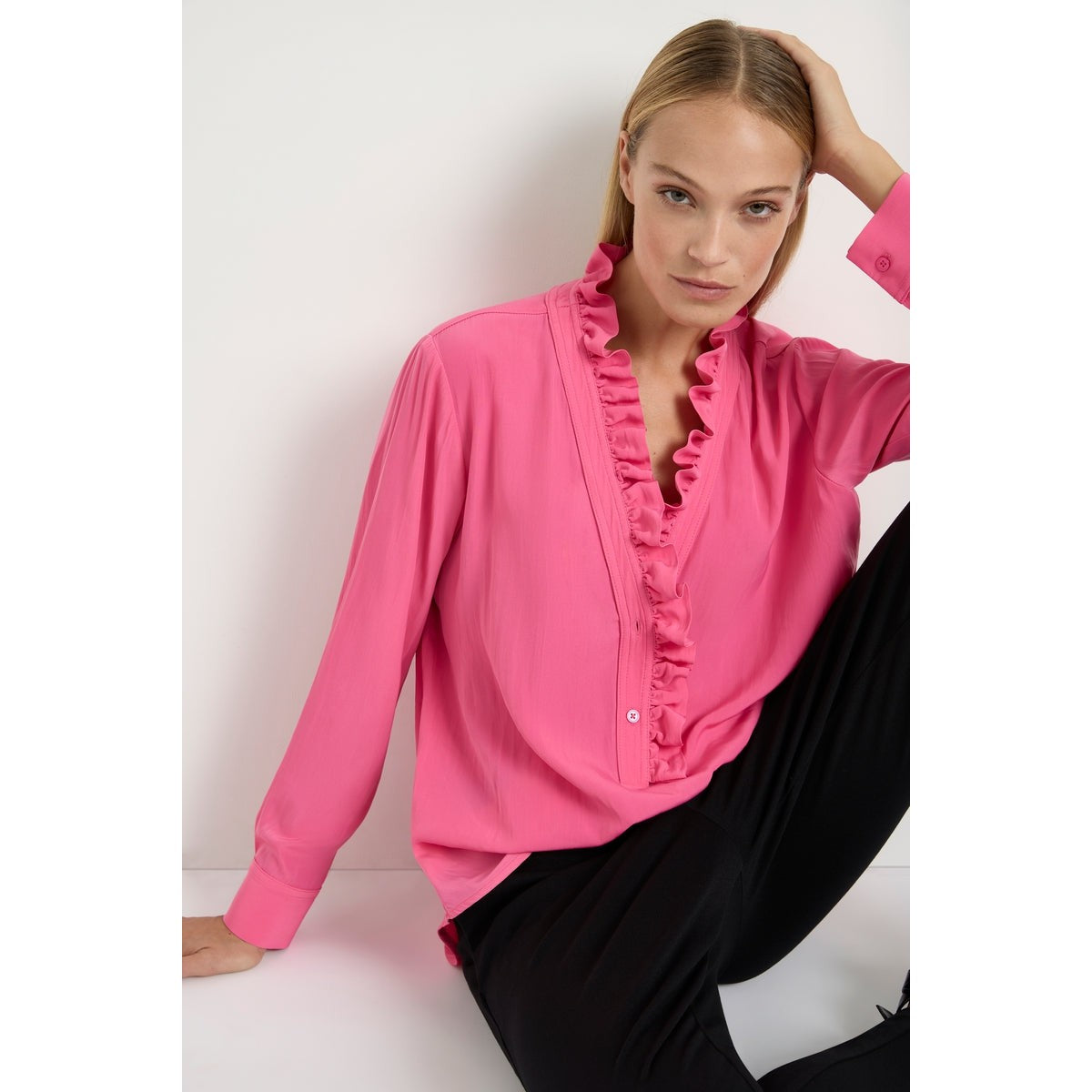 Mela Purdie Frill Neck Blouse - Flambe