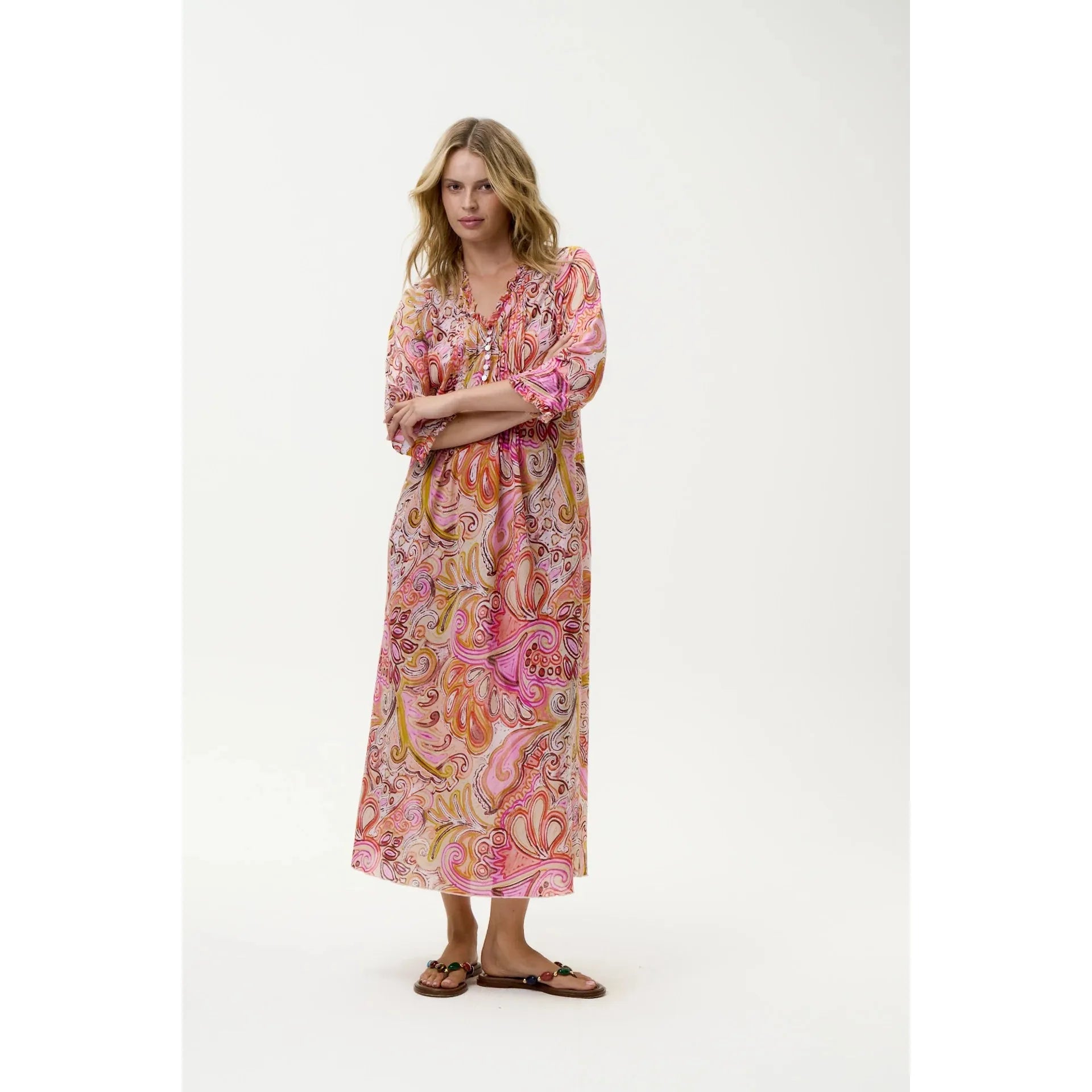 One Season Long Poppy-Muscat-Cotton-Multi Swirl  One Season Pisces Boutique