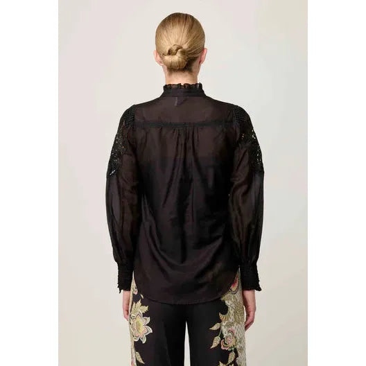 Once Was Sevilla Cotton Silk Shirt - Onyx