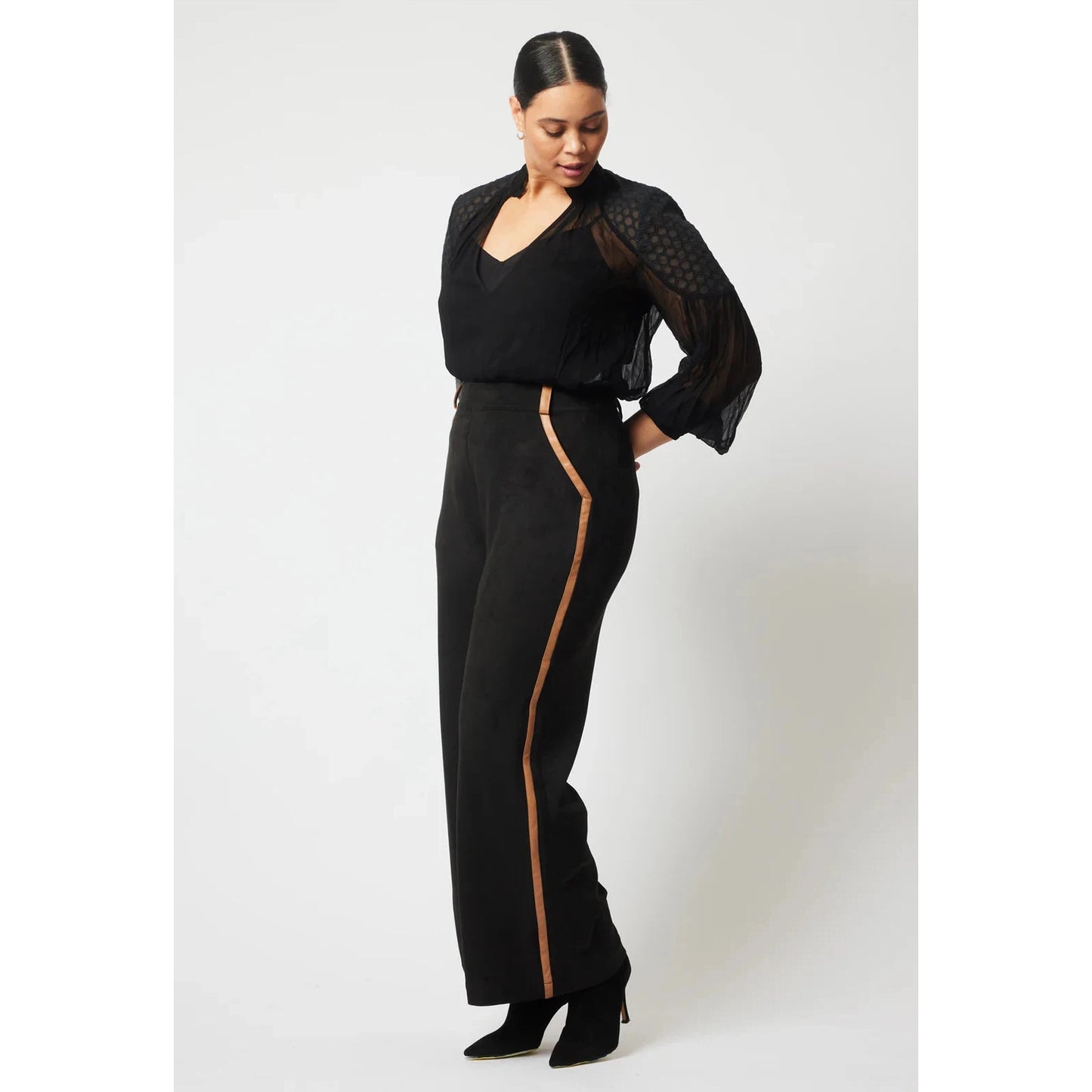 Once Was Danxia Faux Suede Contrast Trim - Black