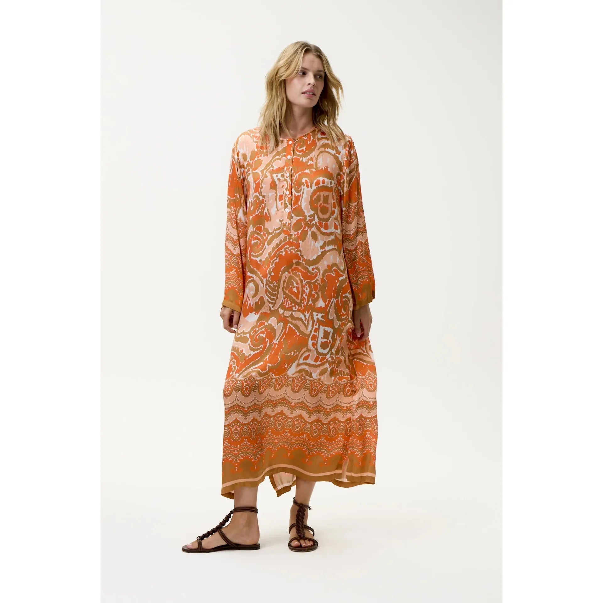 One Season Llew Maxi-Valencia-Cupro-Mandarin  One Season Pisces Boutique