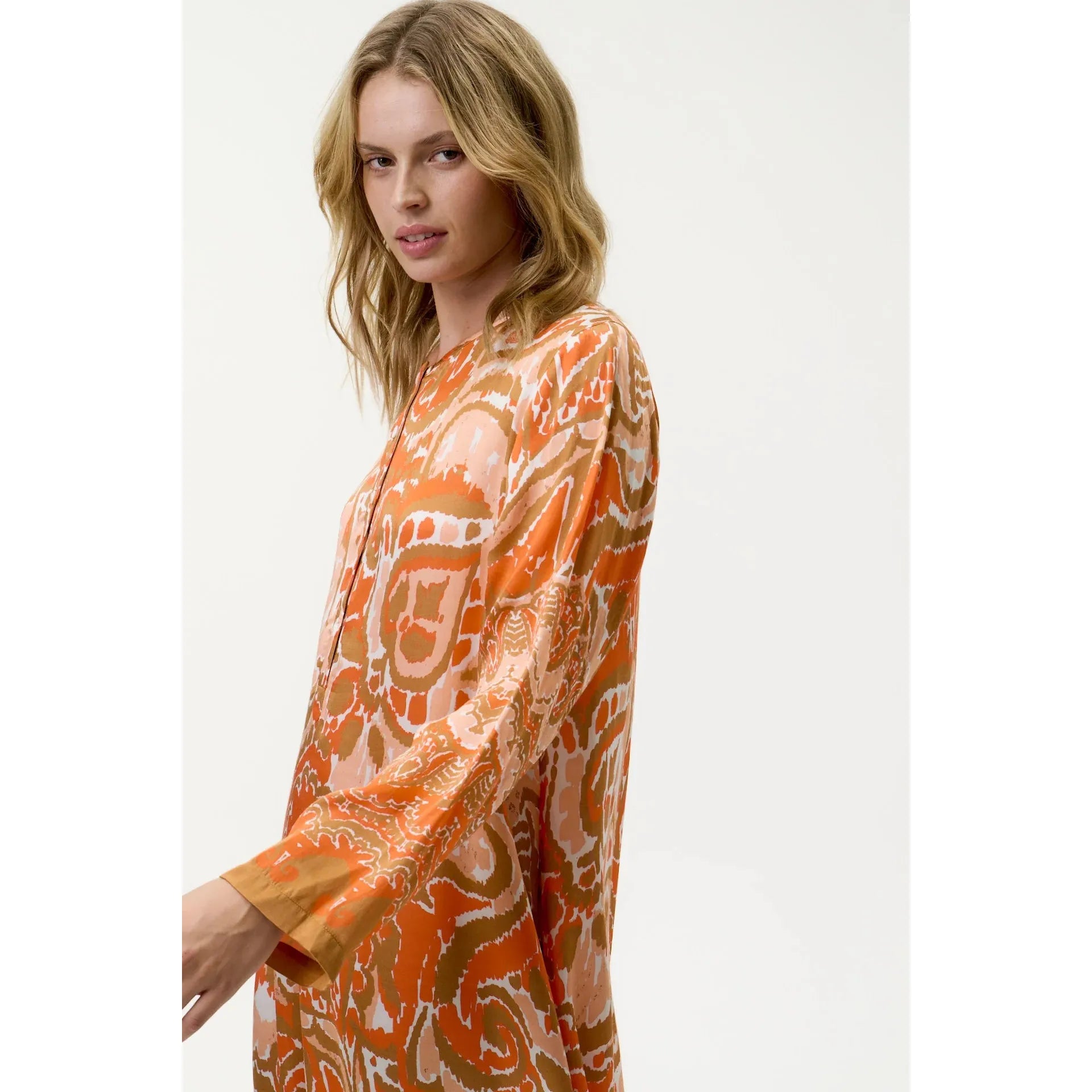 One Season Llew Maxi-Valencia-Cupro-Mandarin  One Season Pisces Boutique