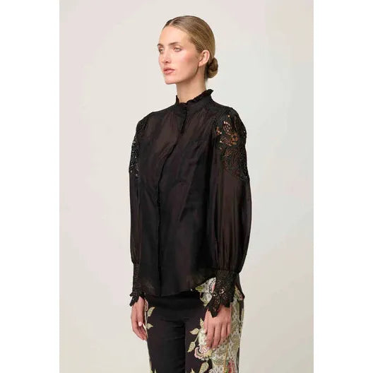 Once Was Sevilla Cotton Silk Shirt - Onyx
