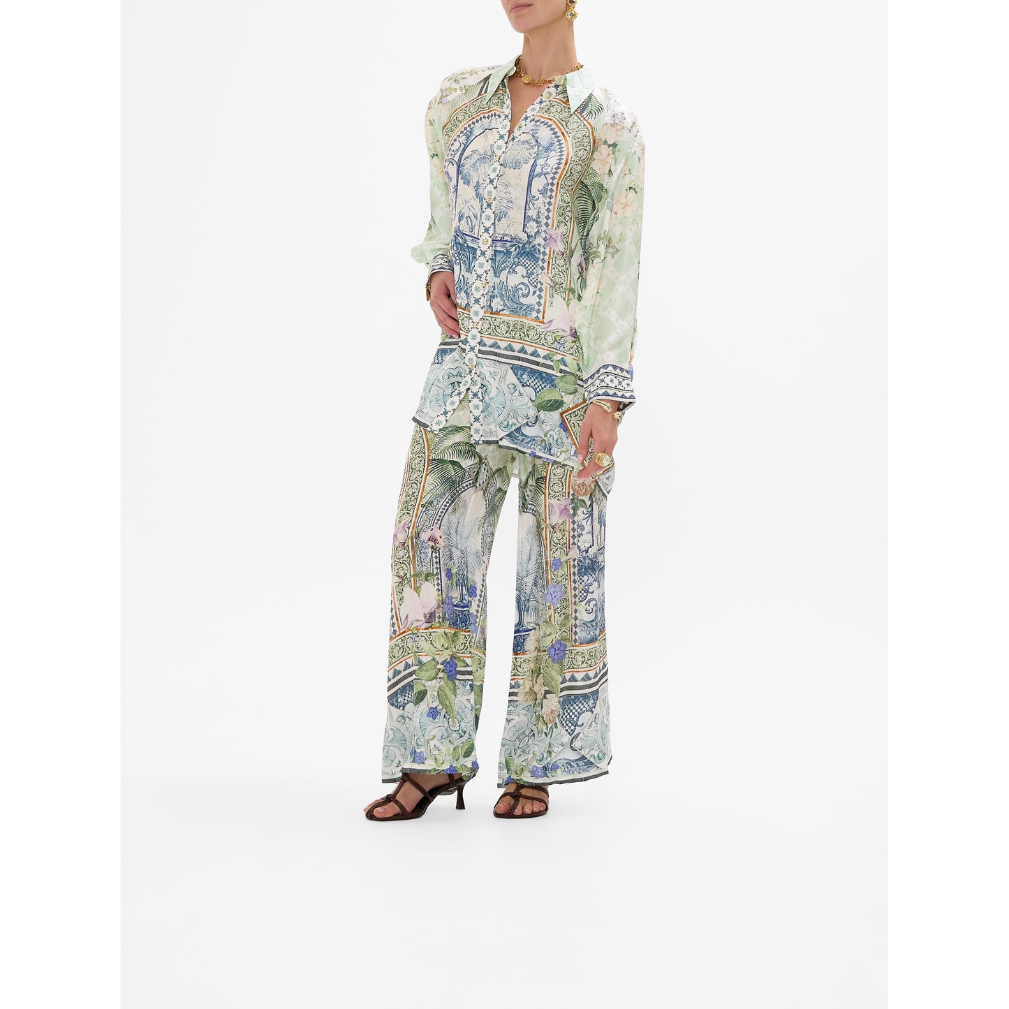 Camilla Jardim Party Long Line Shirt With Yoke & Button Detail