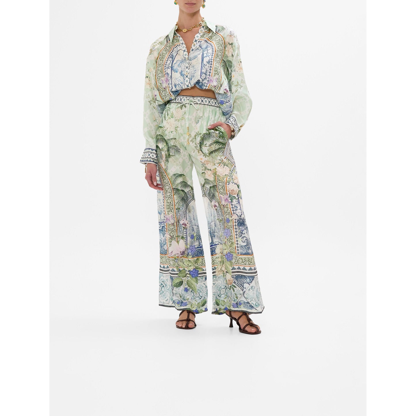 Camilla Jardim Party Long Line Shirt With Yoke & Button Detail
