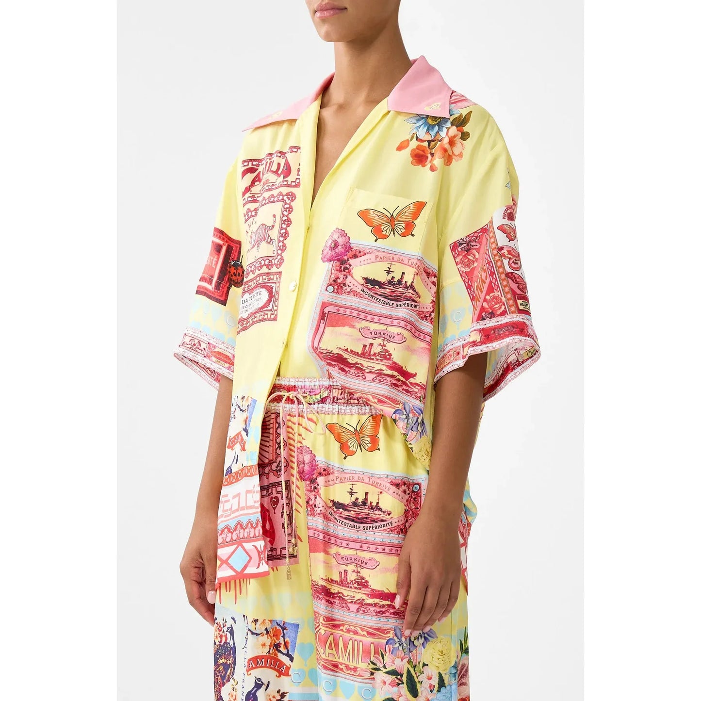 Camilla Oversized Shirt With Pocket - Collage Kingdom Collking