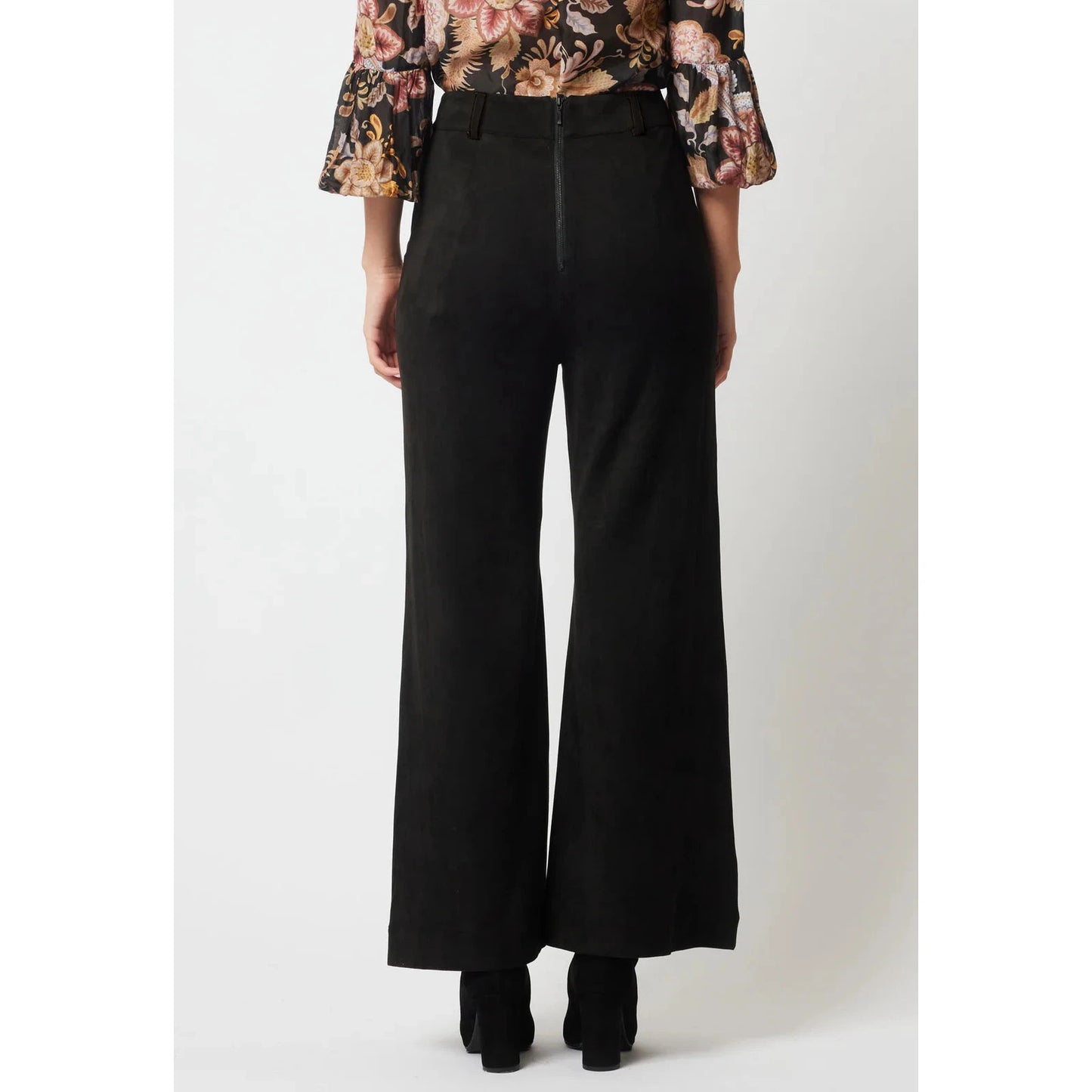 Once Was Danxia Faux Suede Contrast Trim - Black