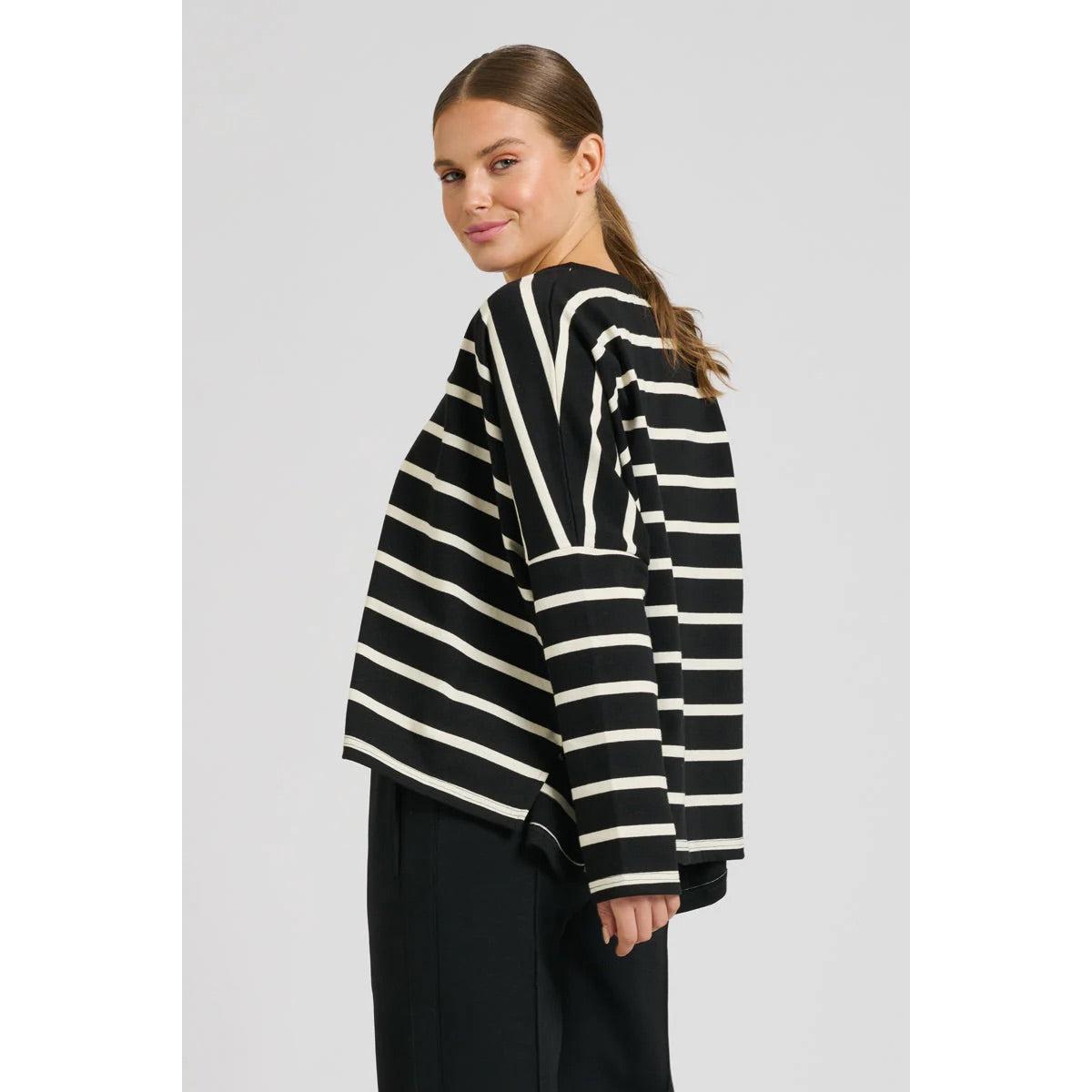 EST 1971 Breton Cotton L/S Top - Black & White