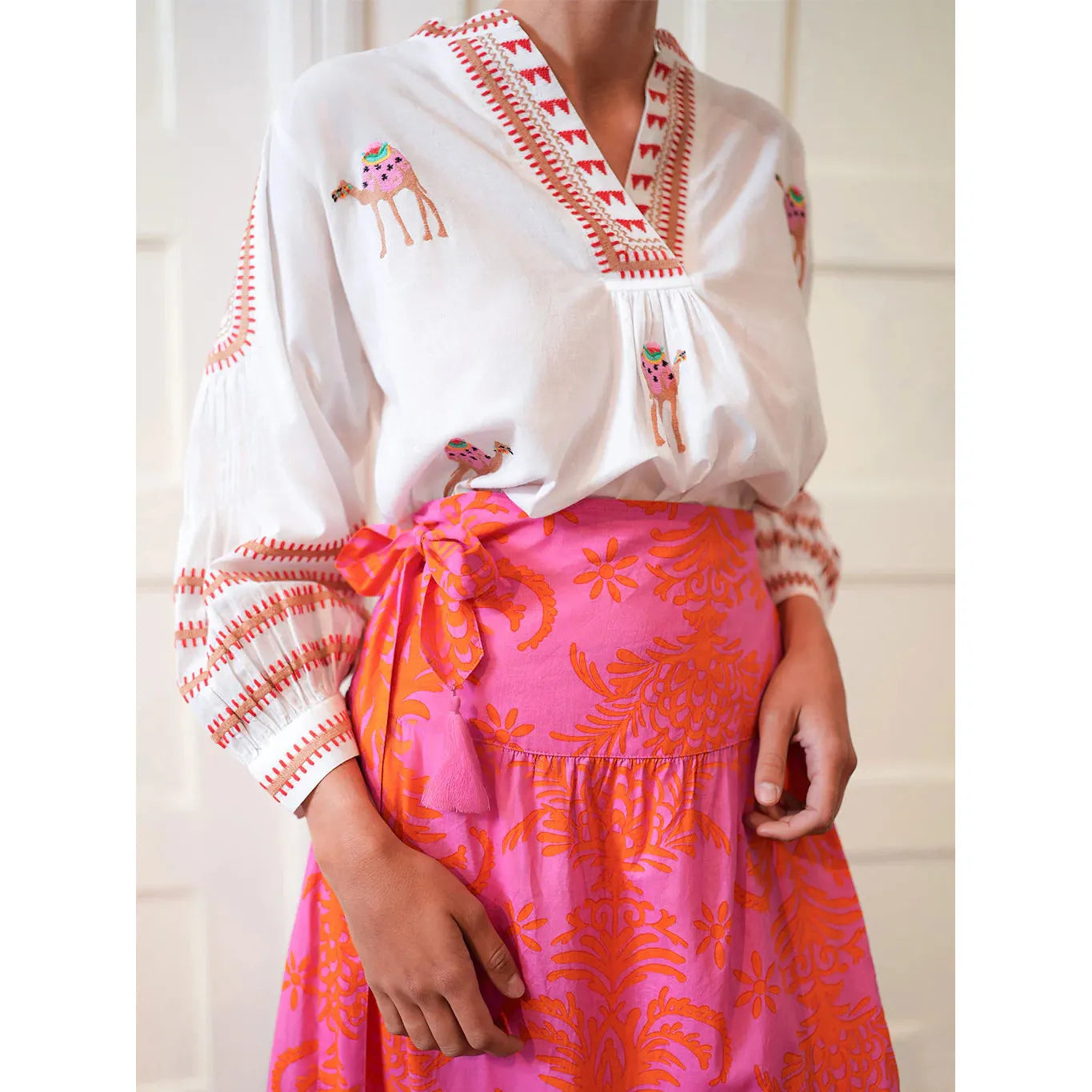 Nimo With Love Magnolia Blouse - White Camel Embroidery