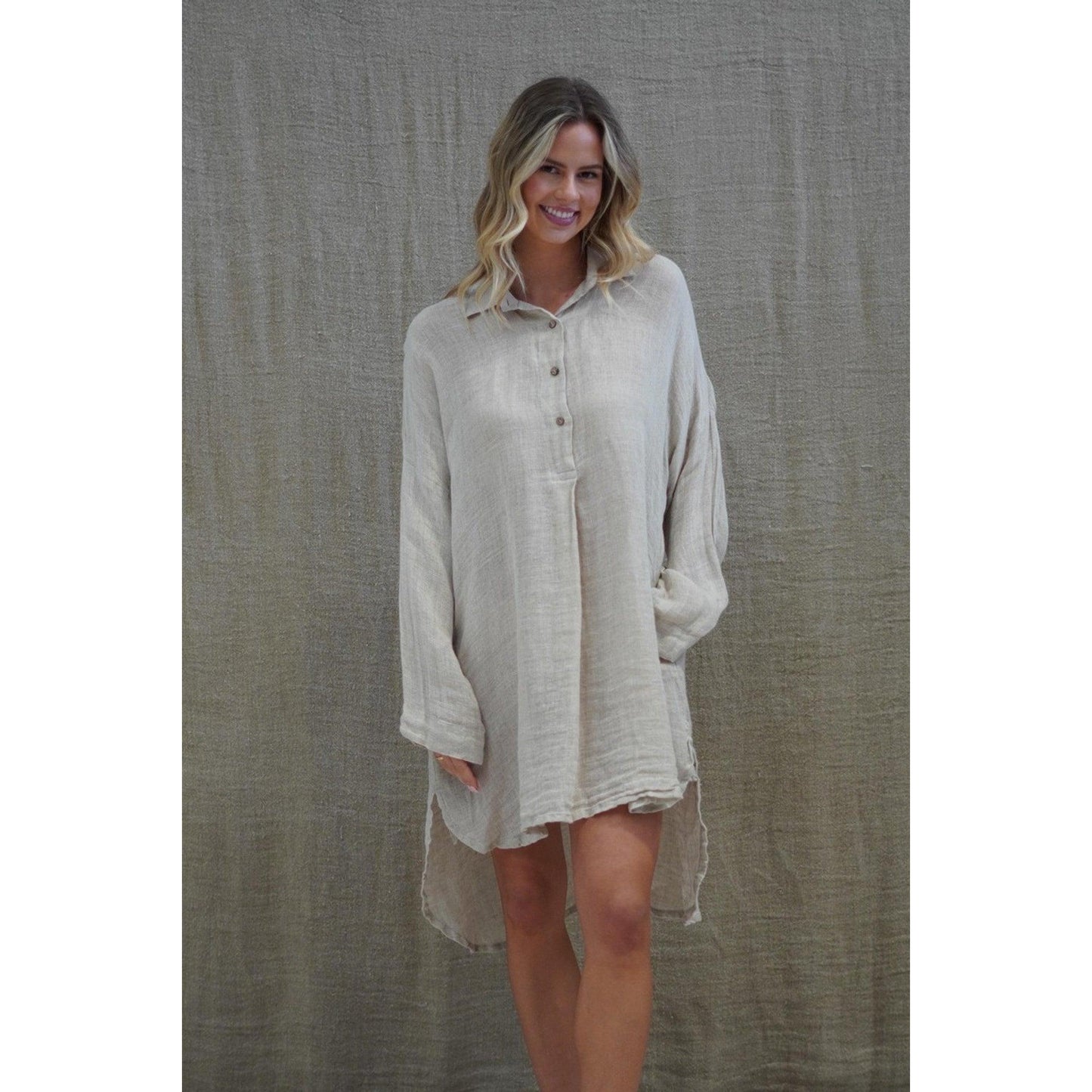 Linens Unlimited Giana Shirt Dress - Natural