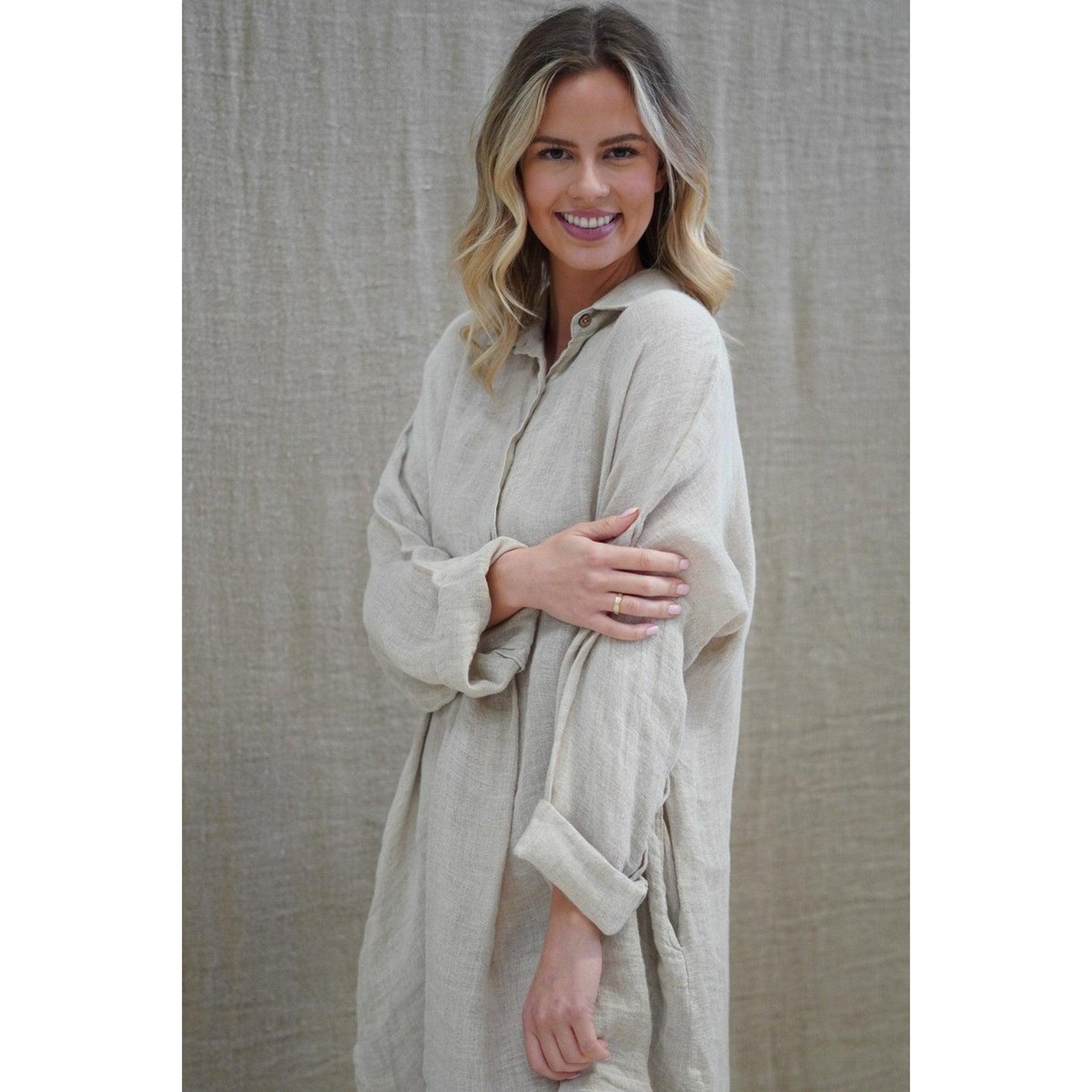 Linens Unlimited Giana Shirt Dress - Natural