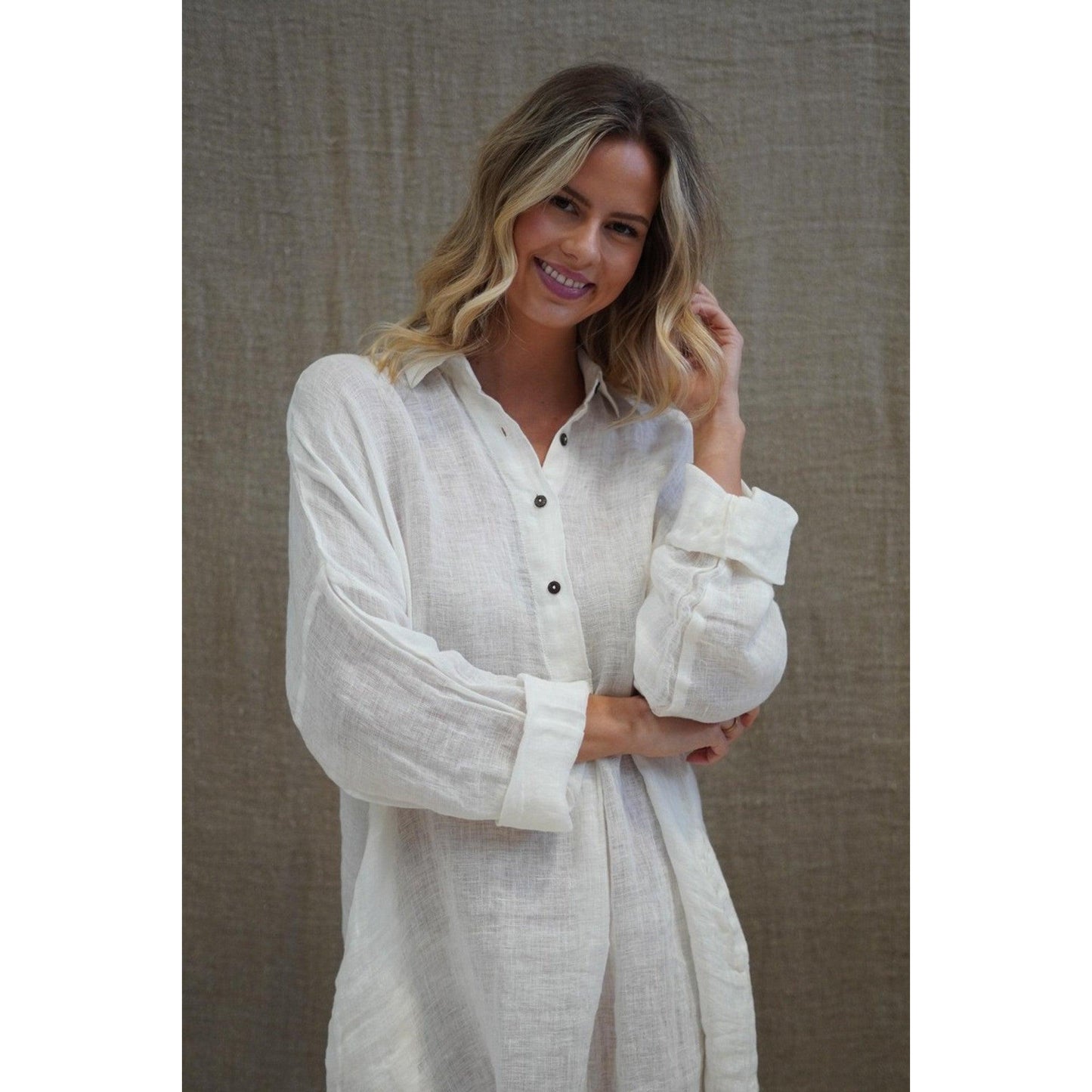 Linens Unlimited Giana Shirt Dress - Ivory