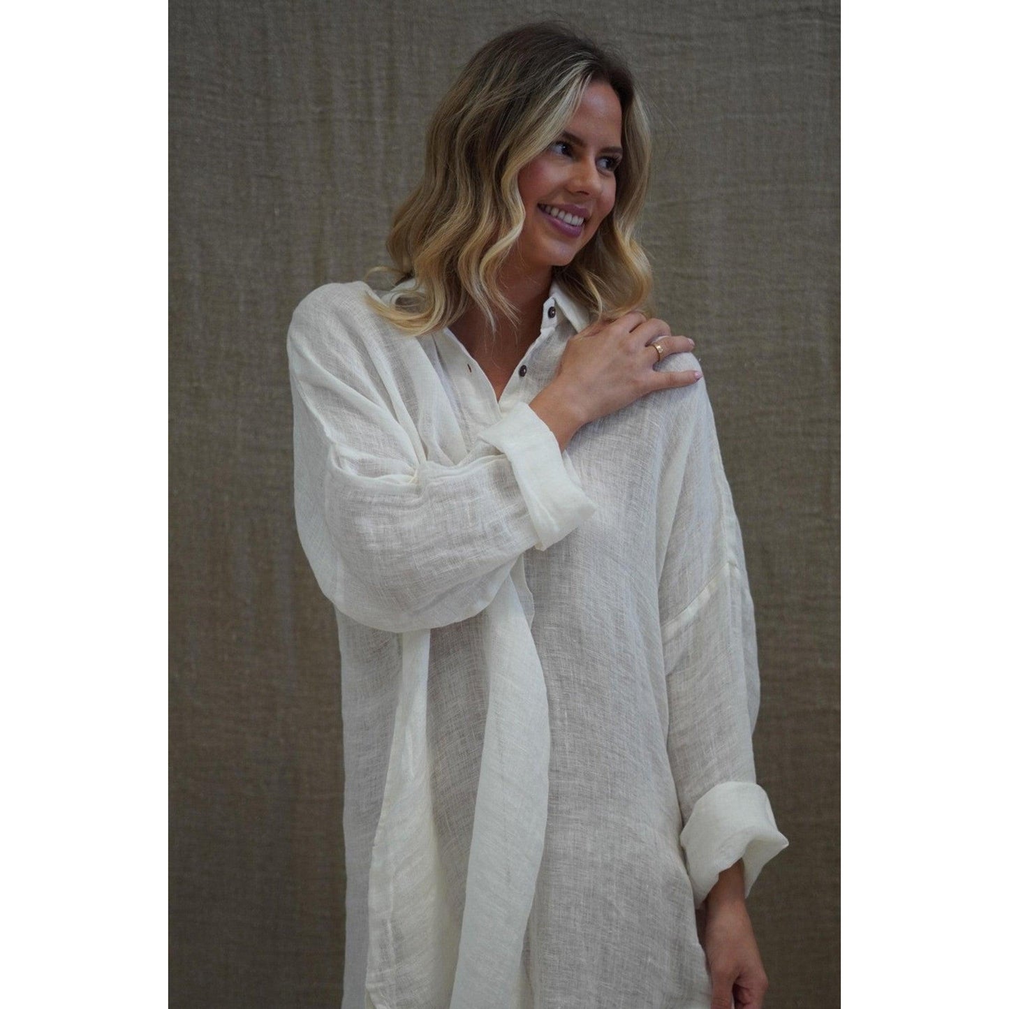 Linens Unlimited Giana Shirt Dress - Ivory