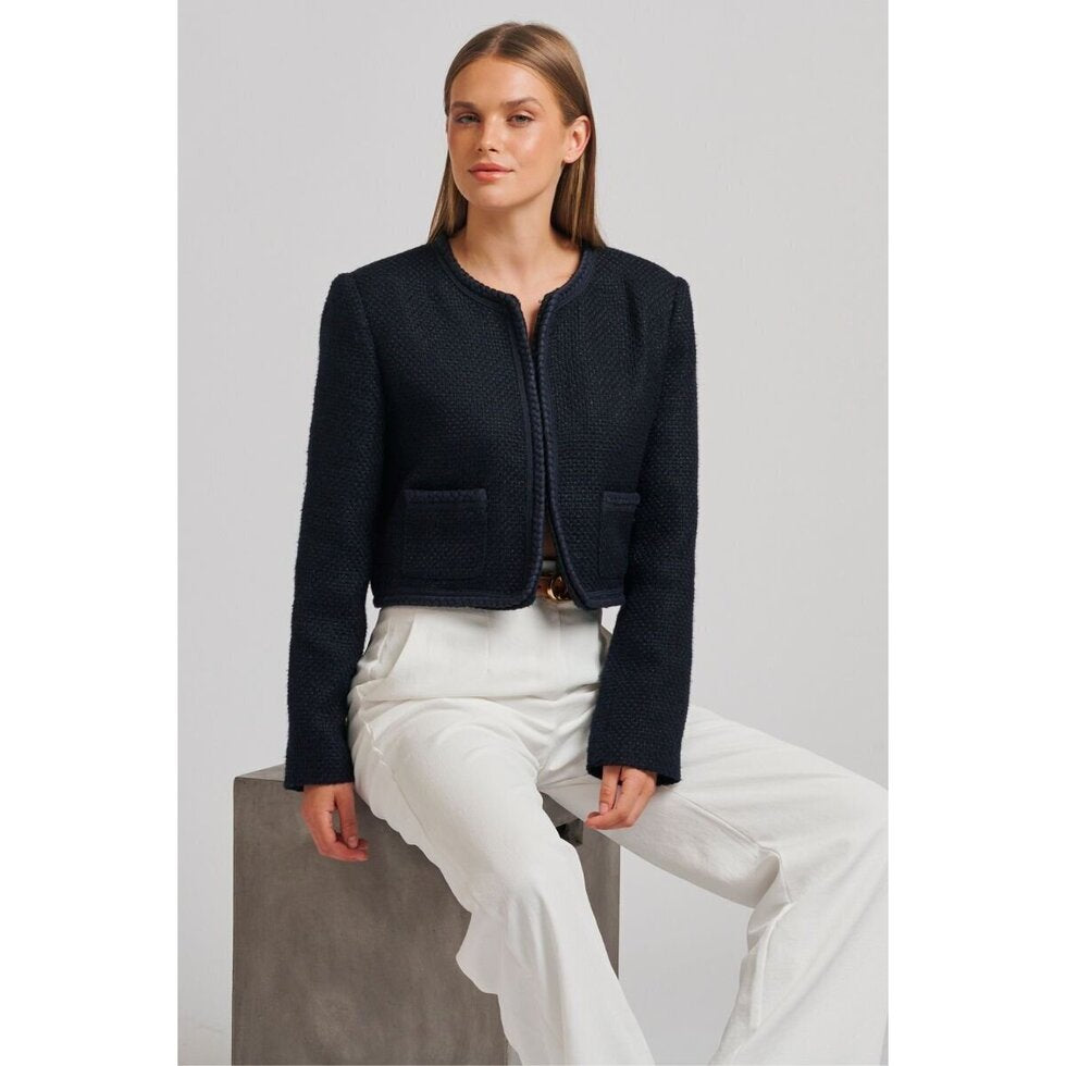 Shirty The Audrey Boucle Jacket - French Navy Shirty Pisces Boutique