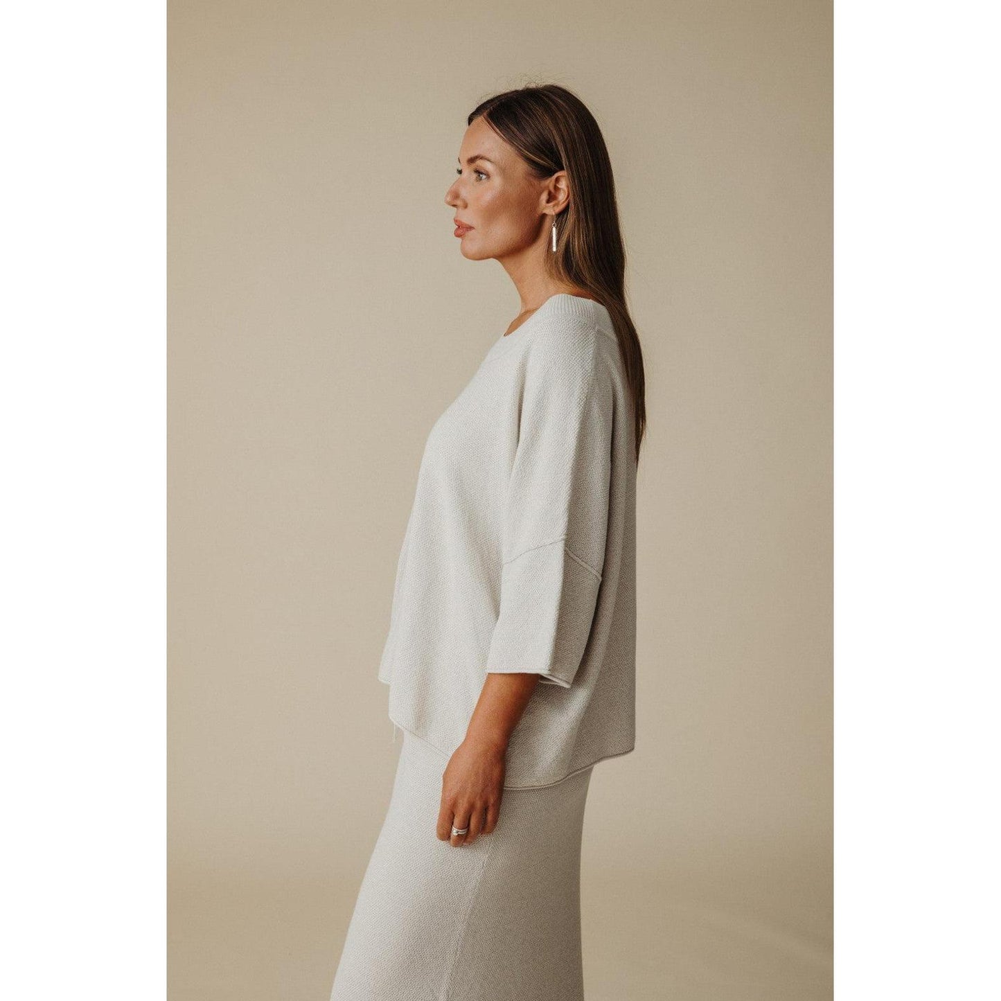 Talamaya Retreat Cotton Twist Tee Pullover - Silver Salt