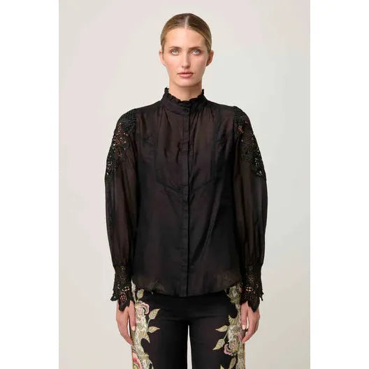 Once Was Sevilla Cotton Silk Shirt - Onyx