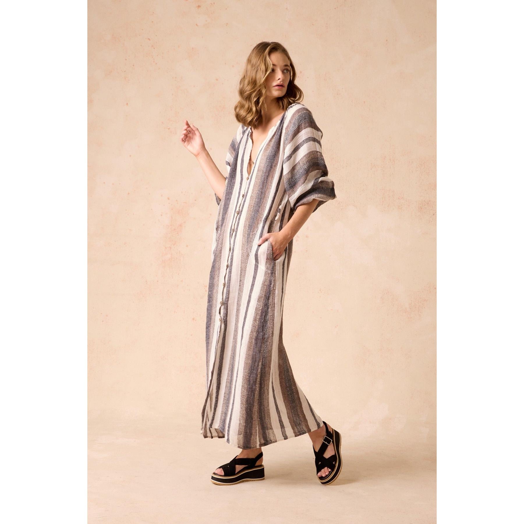 Estilo Emporio El Manto Stripe Dress - Dark Chocolate Stripe  Estilo Pisces Boutique