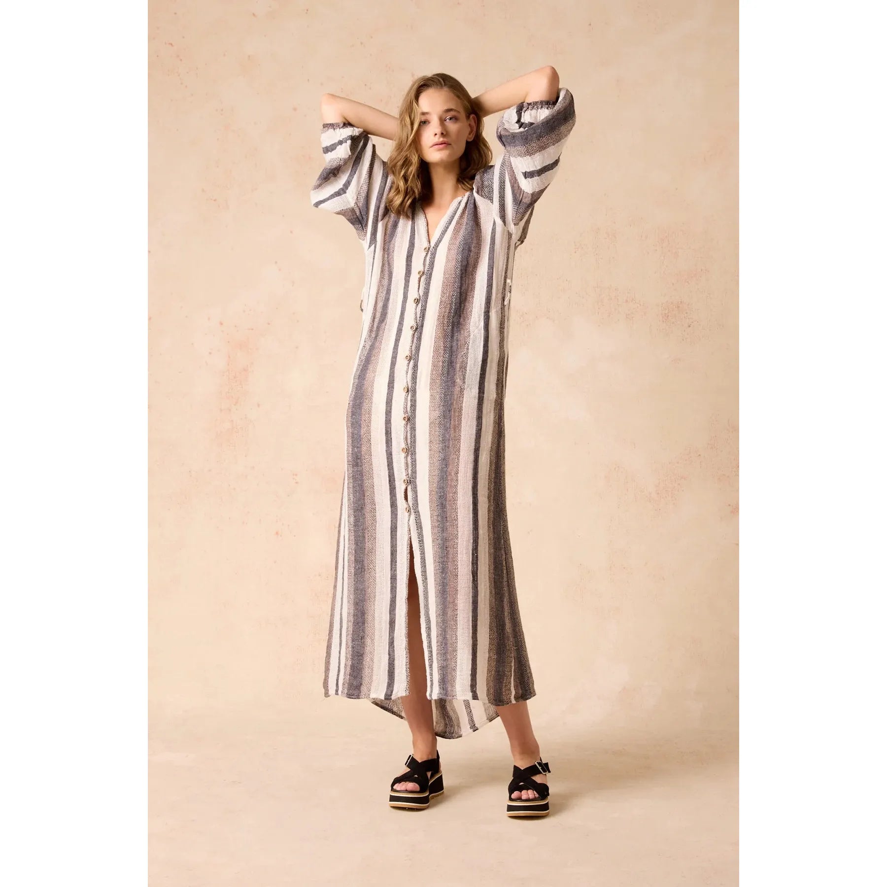 Estilo Emporio El Manto Stripe Dress - Dark Chocolate Stripe  Estilo Pisces Boutique