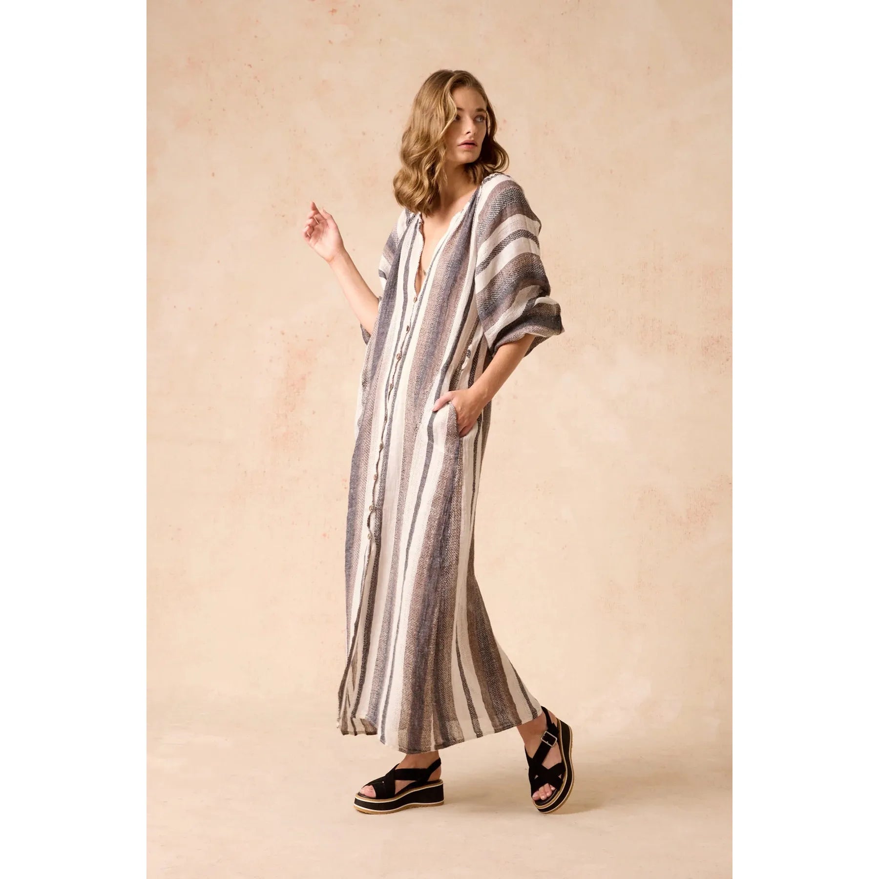 Estilo Emporio El Manto Stripe Dress - Dark Chocolate Stripe  Estilo Pisces Boutique