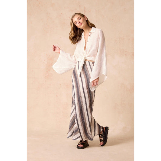 Estilo Emporio Element Skirt - Dark Chocolate Stripe  Estilo Pisces Boutique