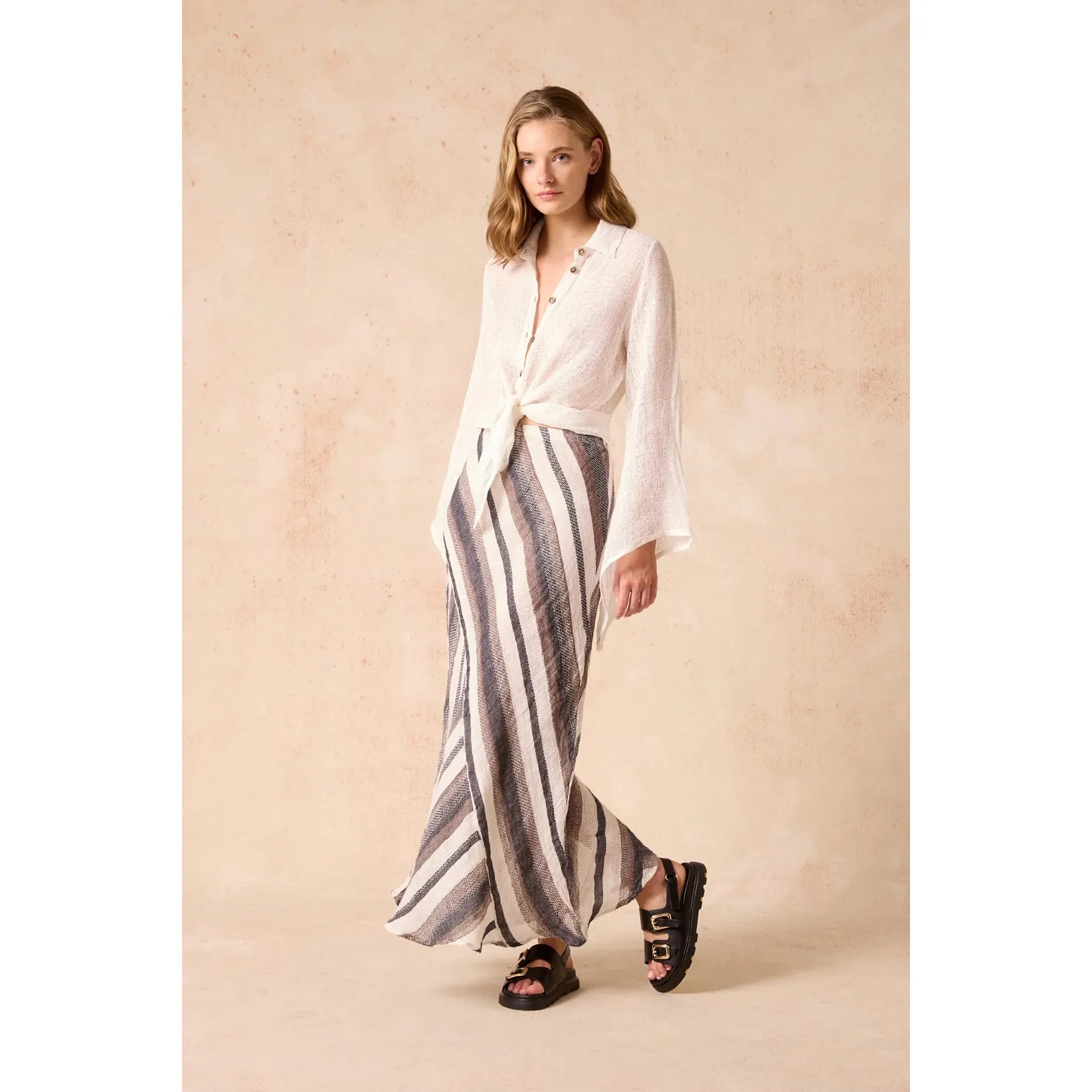 Estilo Emporio Element Skirt - Dark Chocolate Stripe  Estilo Pisces Boutique