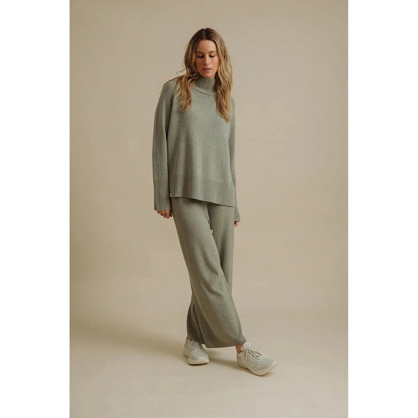 Talamaya Harmony Merino Cotton Mock Neck Pullover - Acacia